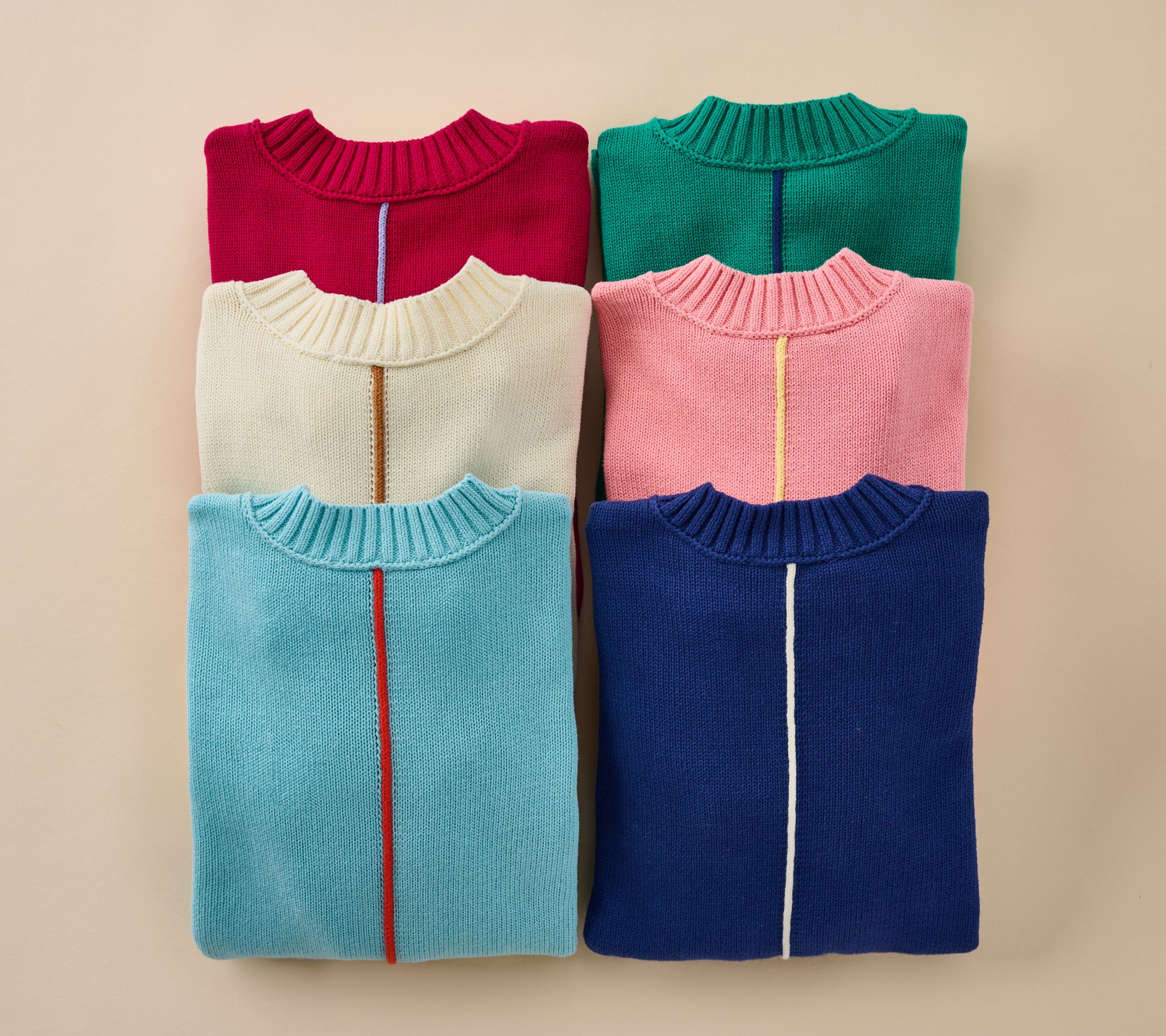 Peace Love World 100% Cotton Crewneck Sweater w/ Pop Color Detail