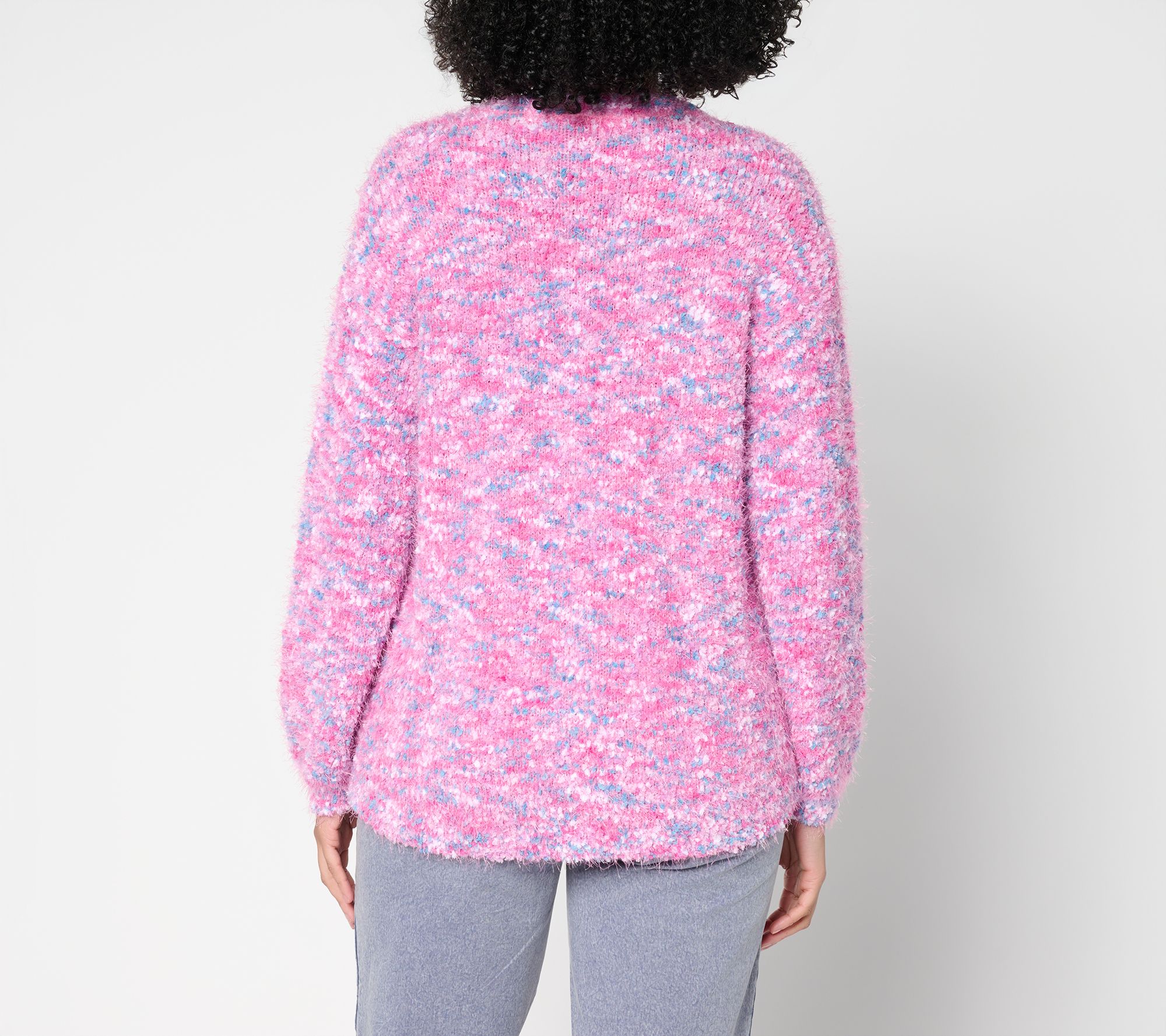 LOGO by Lori Goldstein Confetti Yarn High Low Hem Sweater