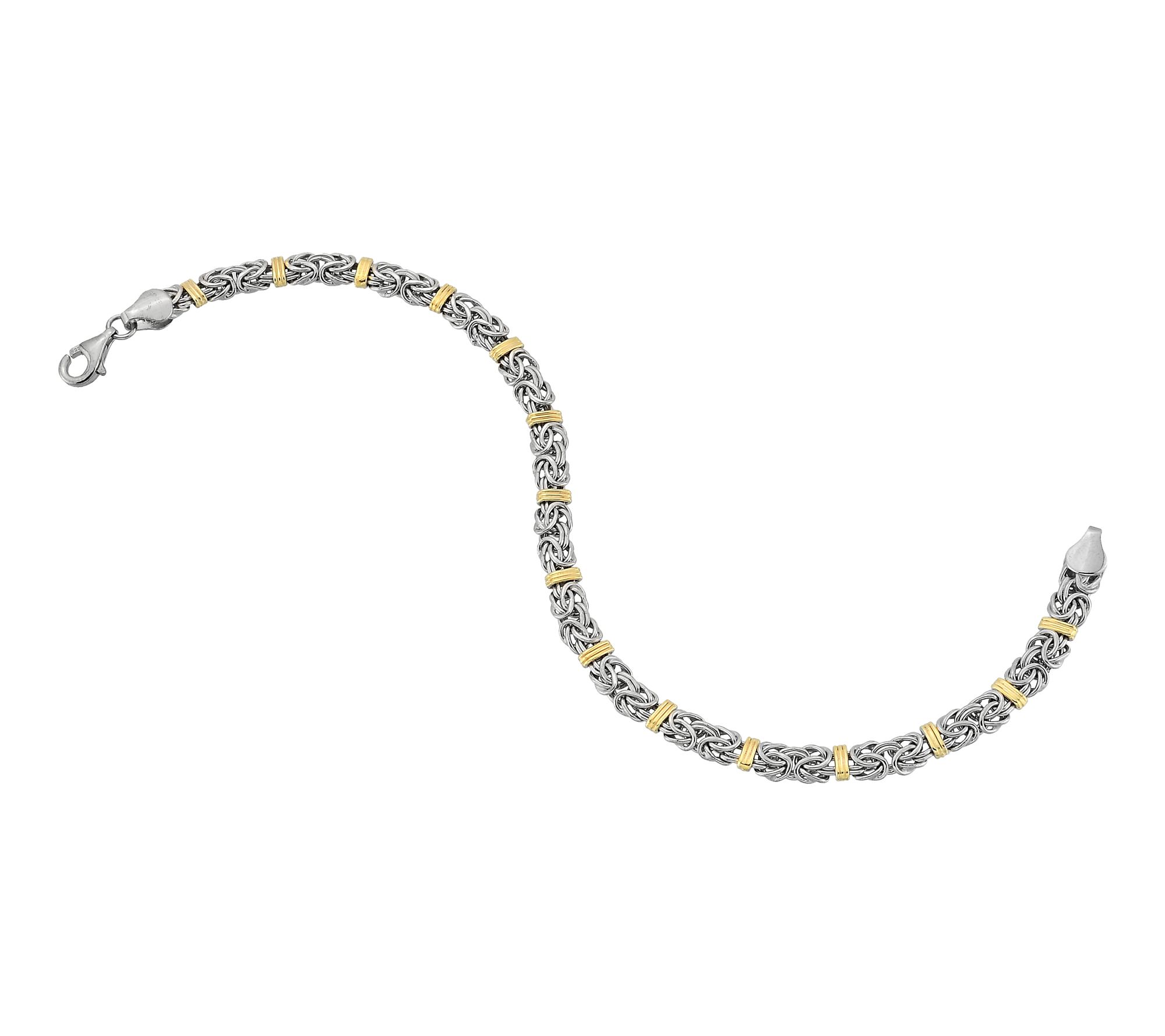 Silver Style Solid Byzantine Chain Bar Link Bracelet, Sterling