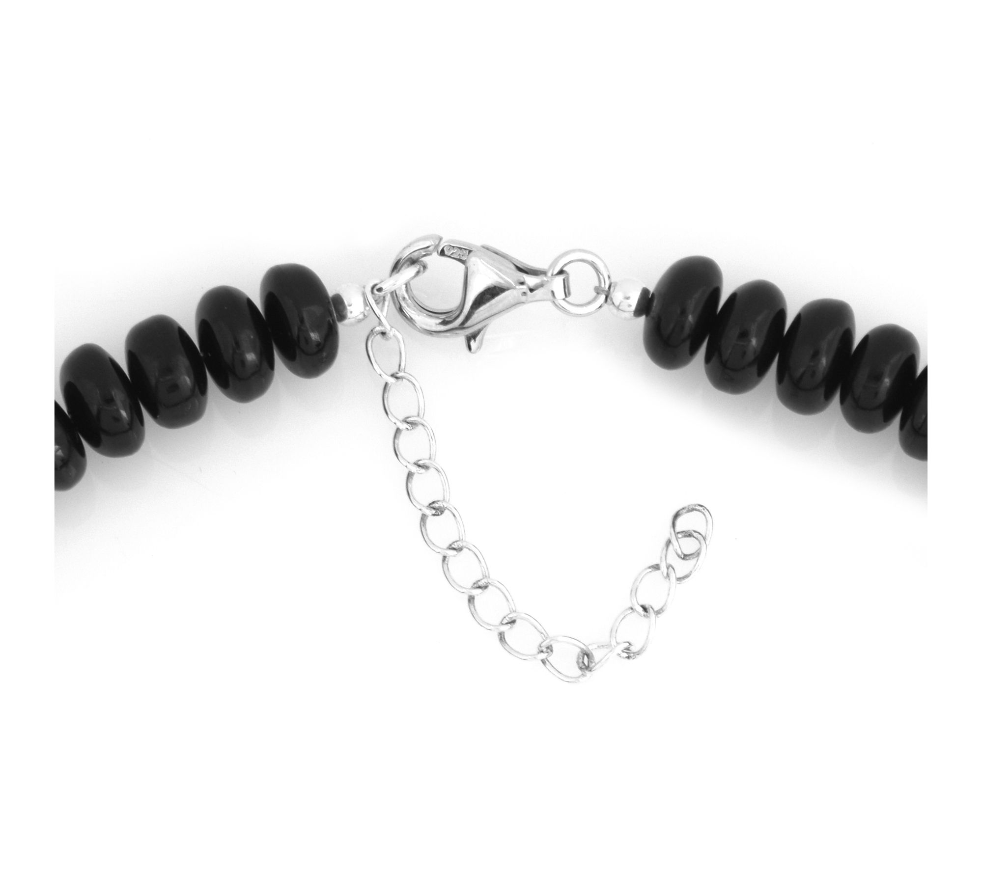 Sterling Silver Black Chalcedony Bead Necklace