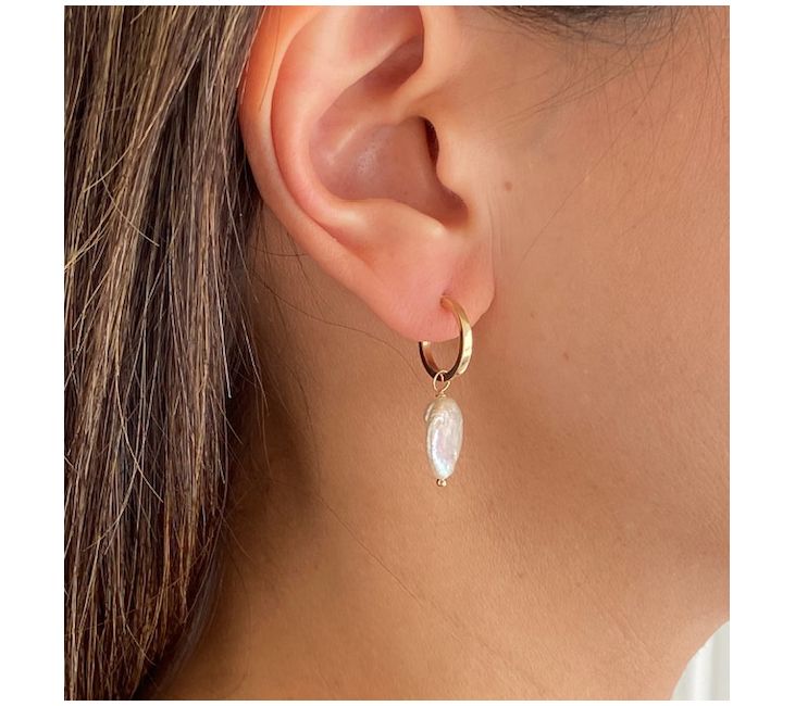 Alkeme 10K Gold Mother of Pearl Disc Hoop Earrings