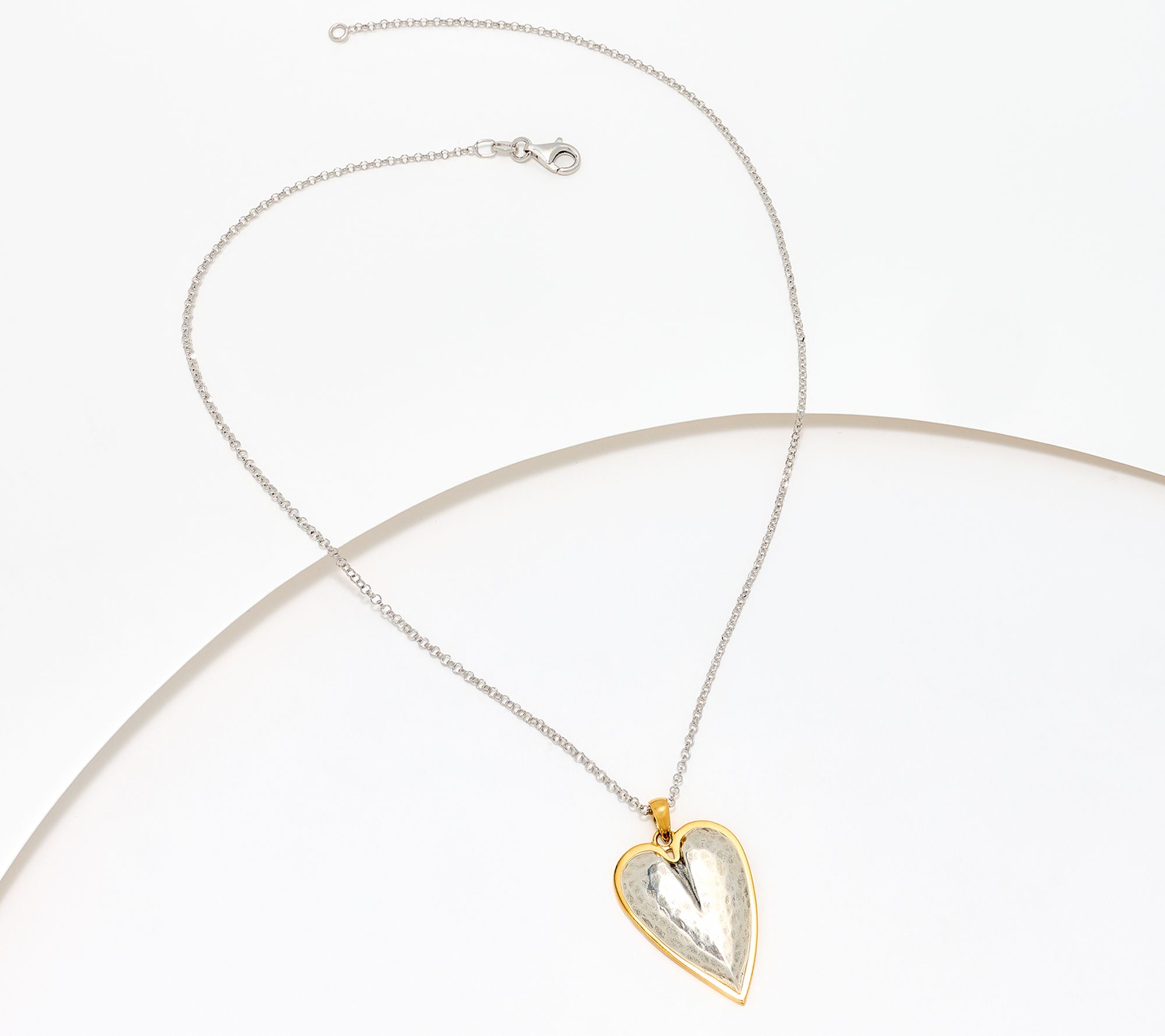 Or Paz Sterling Silver Two-Tone Elongated Heart Necklace, 7.5g