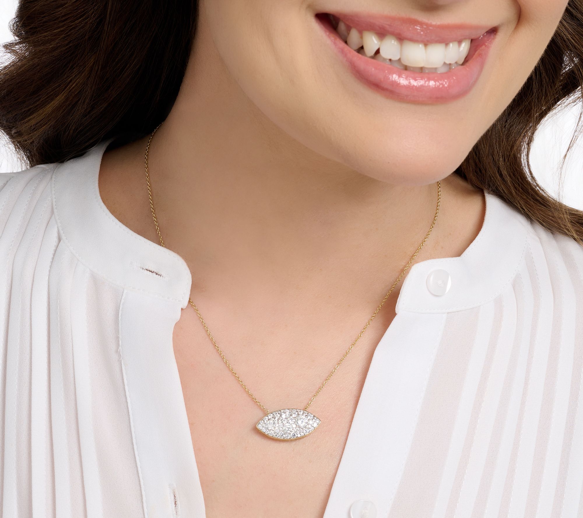 Diamonique x Jennifer Miller Marquise Cobblestone Necklace, Sterl