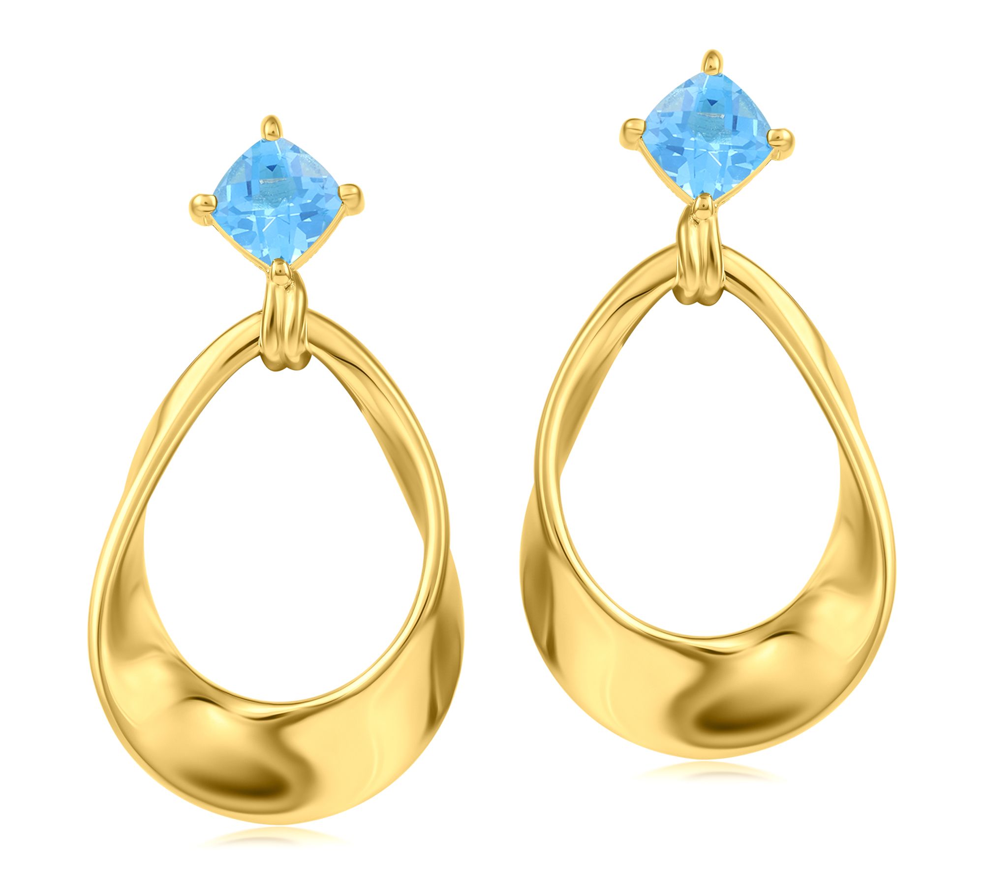 Christian James 14K Gold Clad Pear Gemstone Dangle Earrings