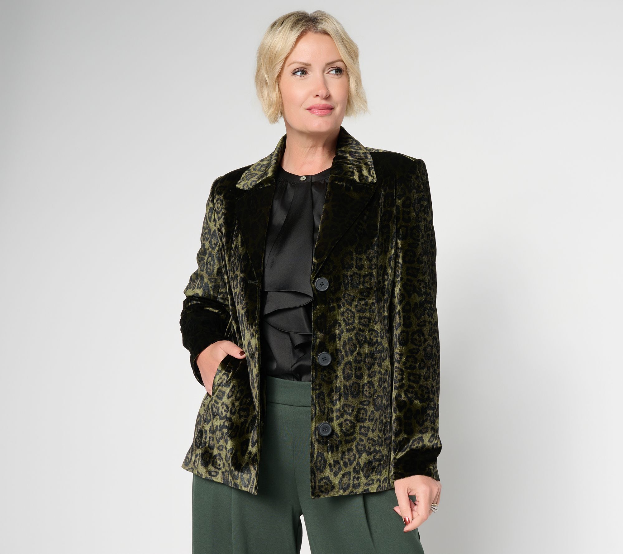 by Stacy London Single Breasted Velvet Blazer