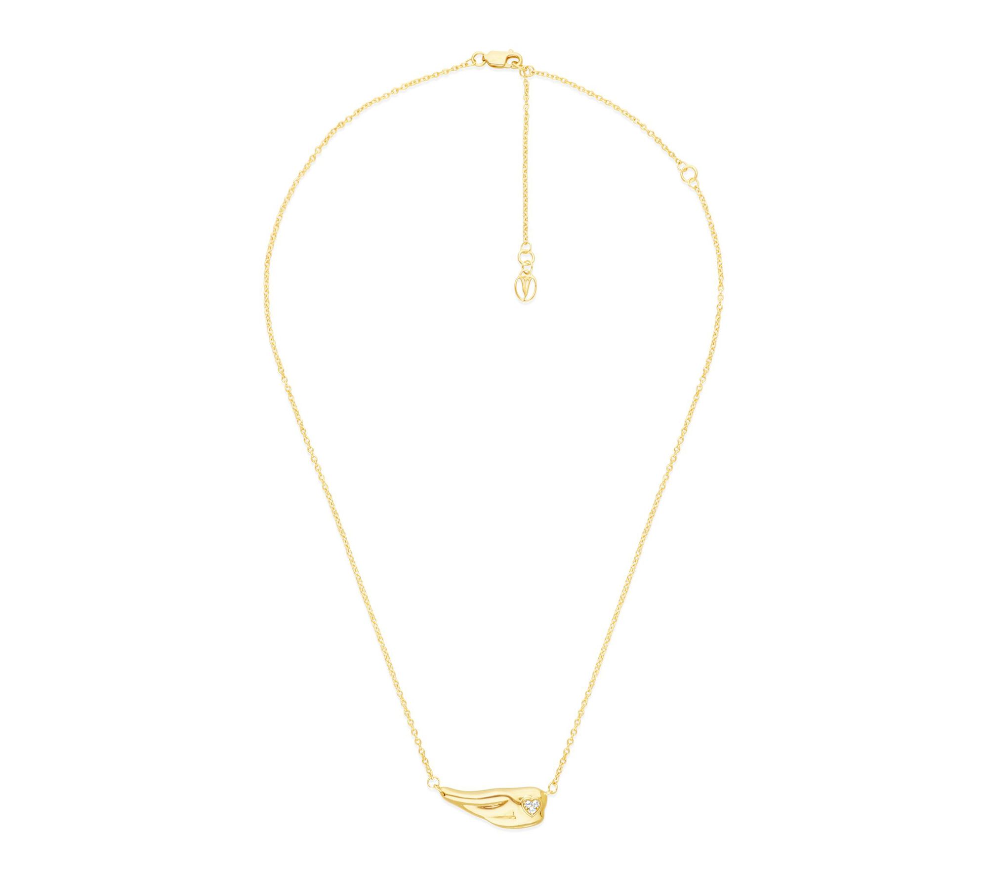 Goddaughters 14K Gold Clad White Topaz Wing Necklace