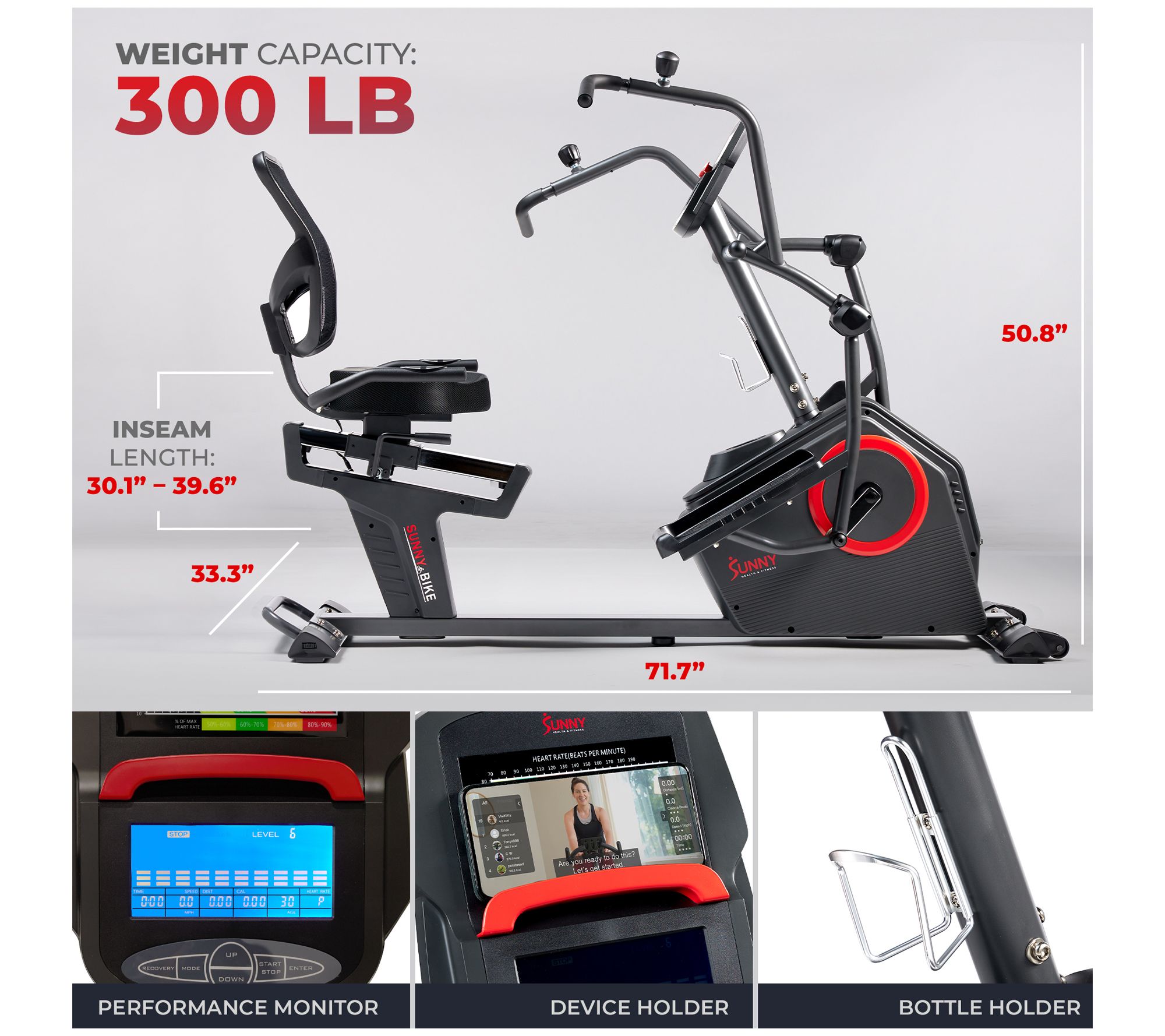Sunny Health & Fitness Recumbent Elliptical Bike