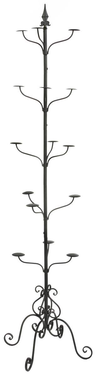 Wrought Iron Hat and Coat Rack Rotates Total of 31 Hooks Multi-Tiered Black 73x22H x 20x22W x 20x22D (Bdrmultibk)