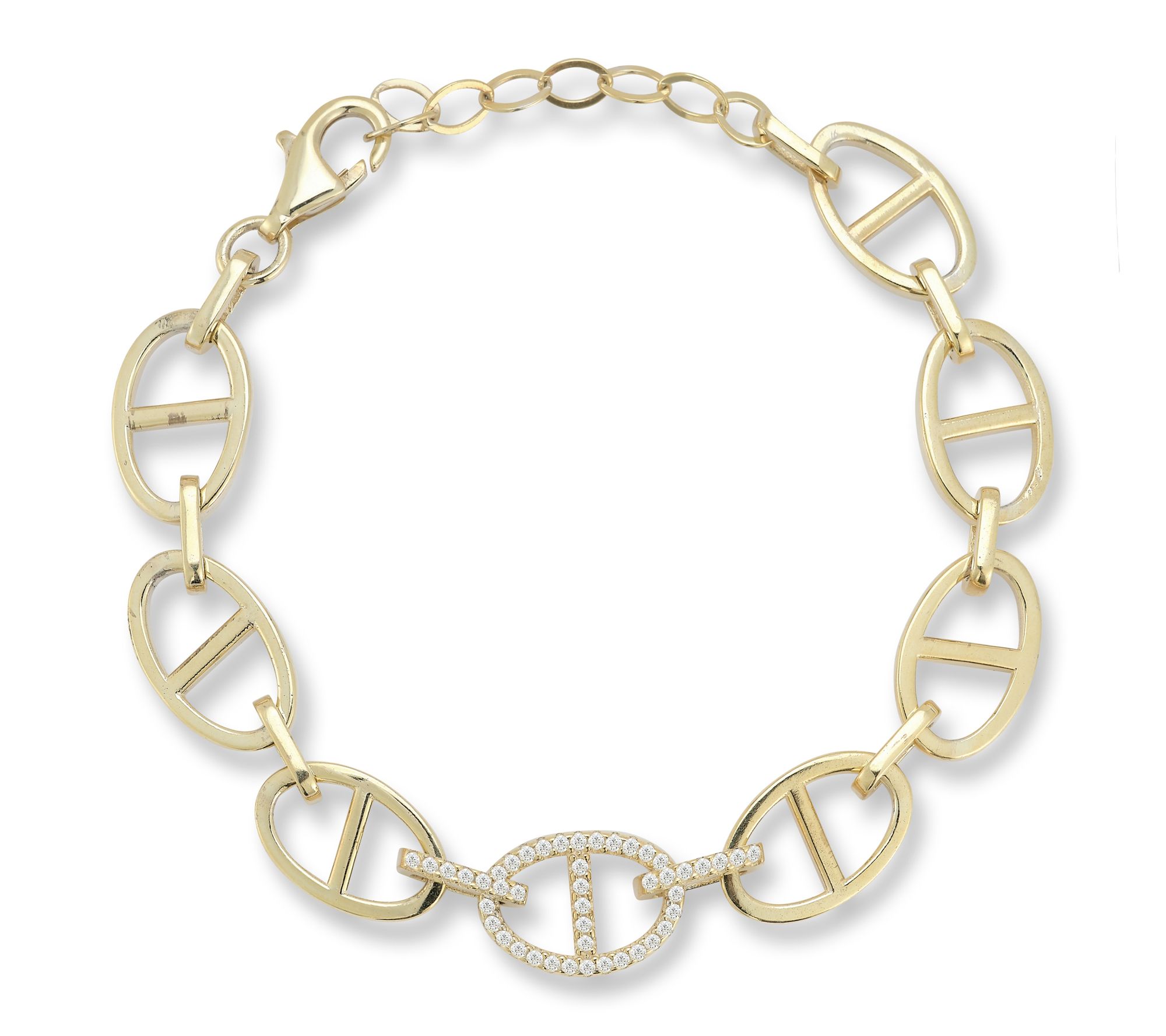 Sterlina Silver Pave Mariner Chain Bracelet, Sterling