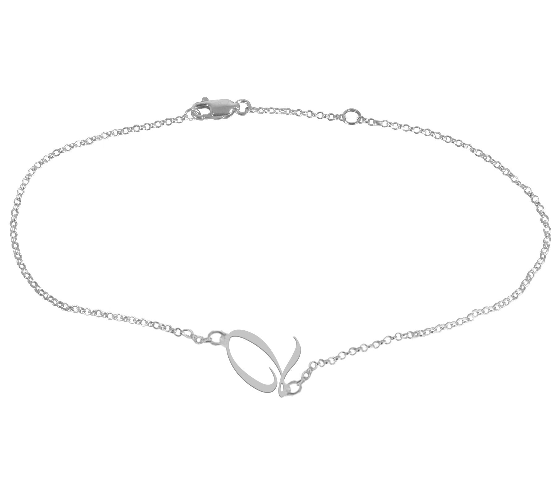 Personalized Sterling Silver Script Initial Ankle Bracelet