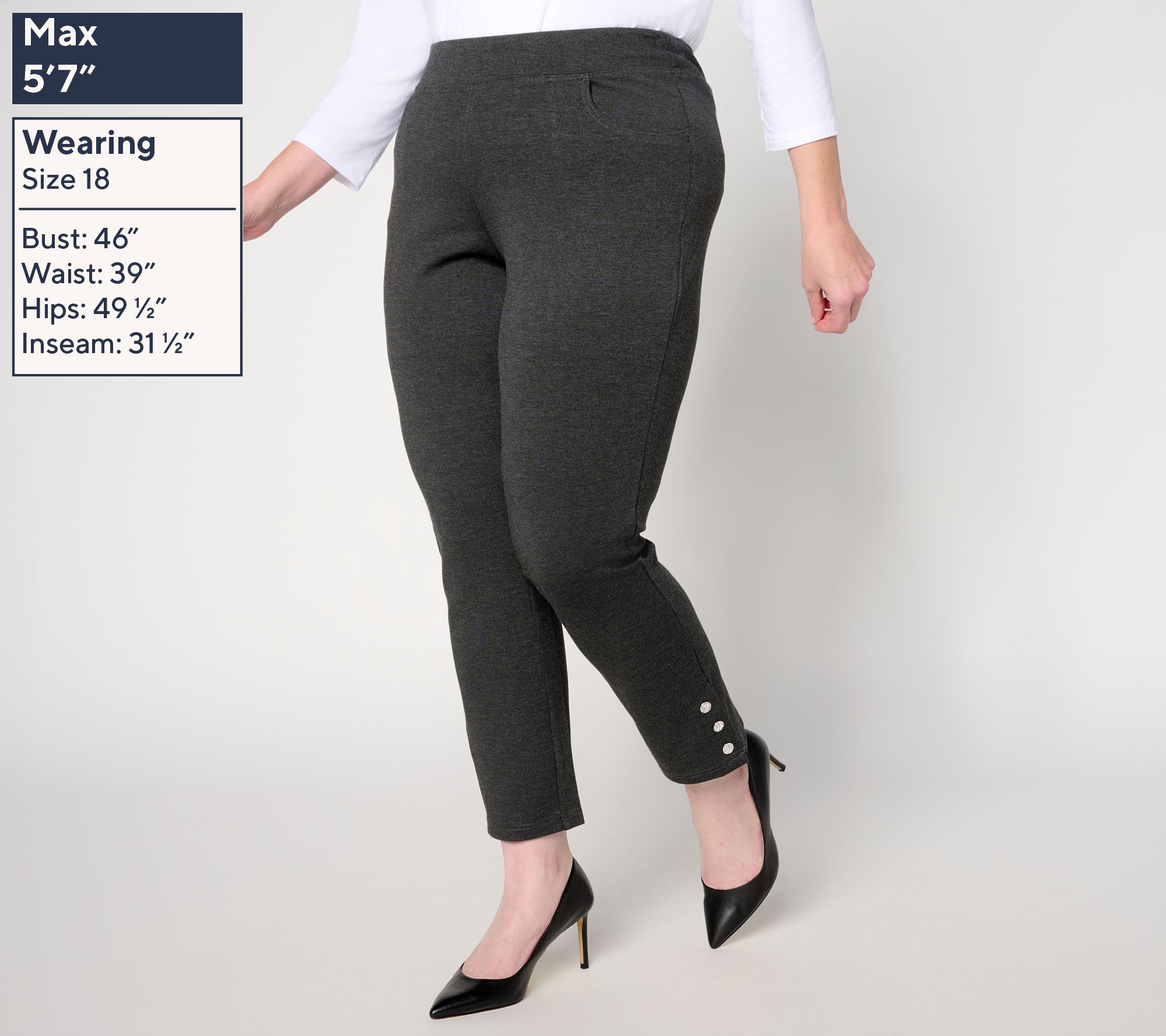 Jingle Belles by KimGravel Regular Ponte Sparkle Button Ankle Pant