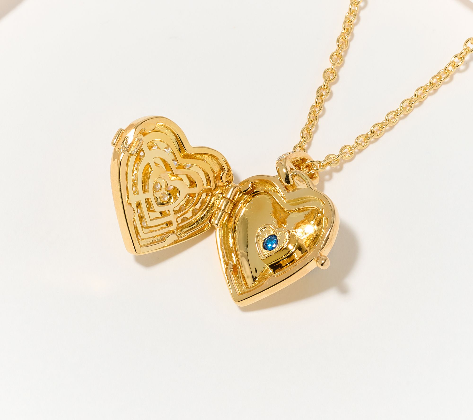 Diamonique x Kathy Levine Heart Memento Locket Necklace Sterling Silver