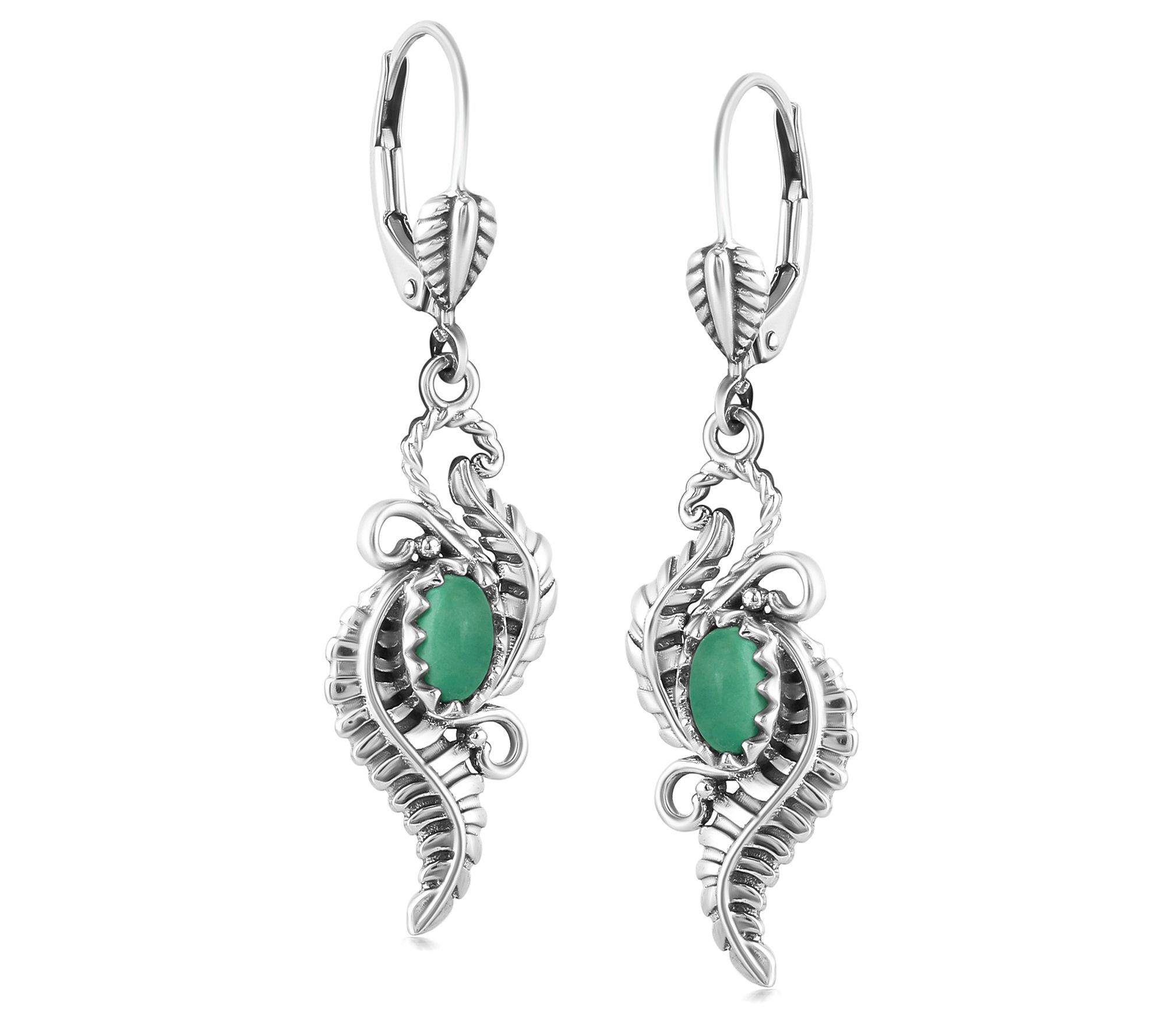 American West Sterling Vine & Leaf Gemstone Earrings