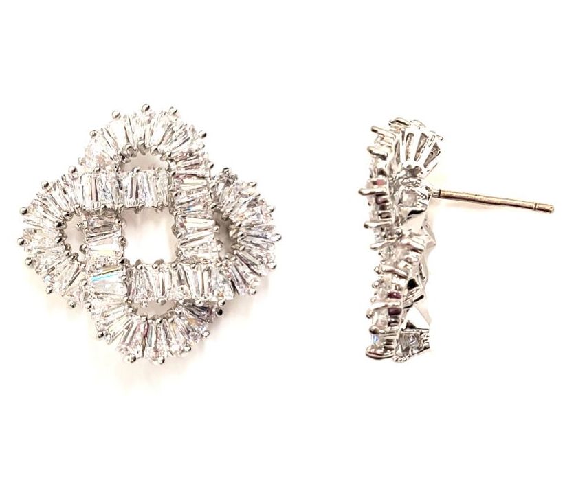 Diamonique x Zaxie Woven Knot Stud Earrings