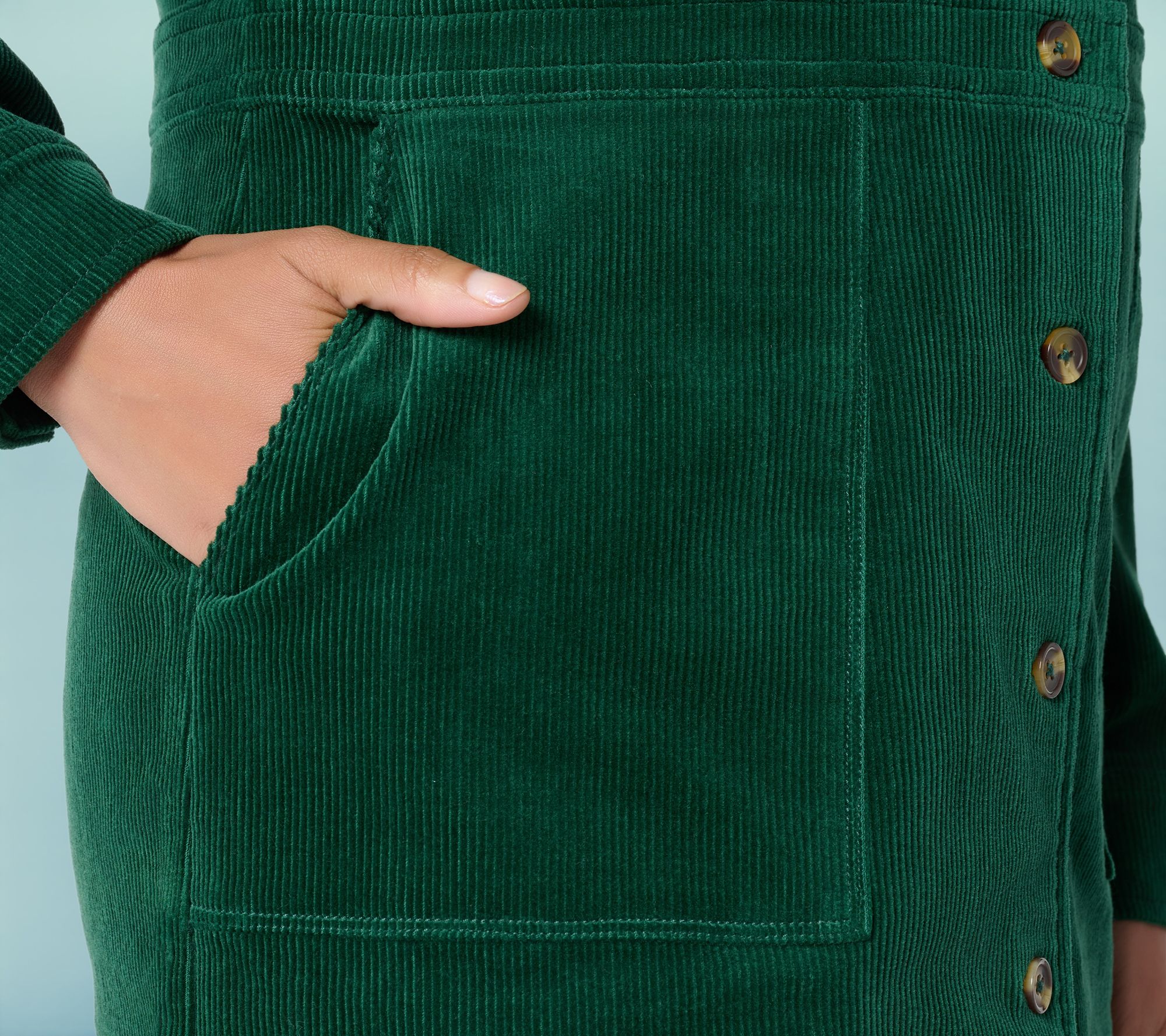 Joan Rivers Regular Stretch Corduroy Button Front Dress