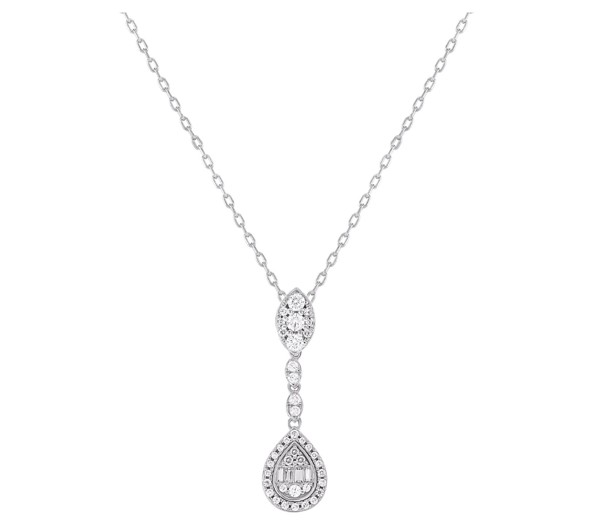 Affinity Diamond 0.30 cttw Halo Drop Necklace,Sterling