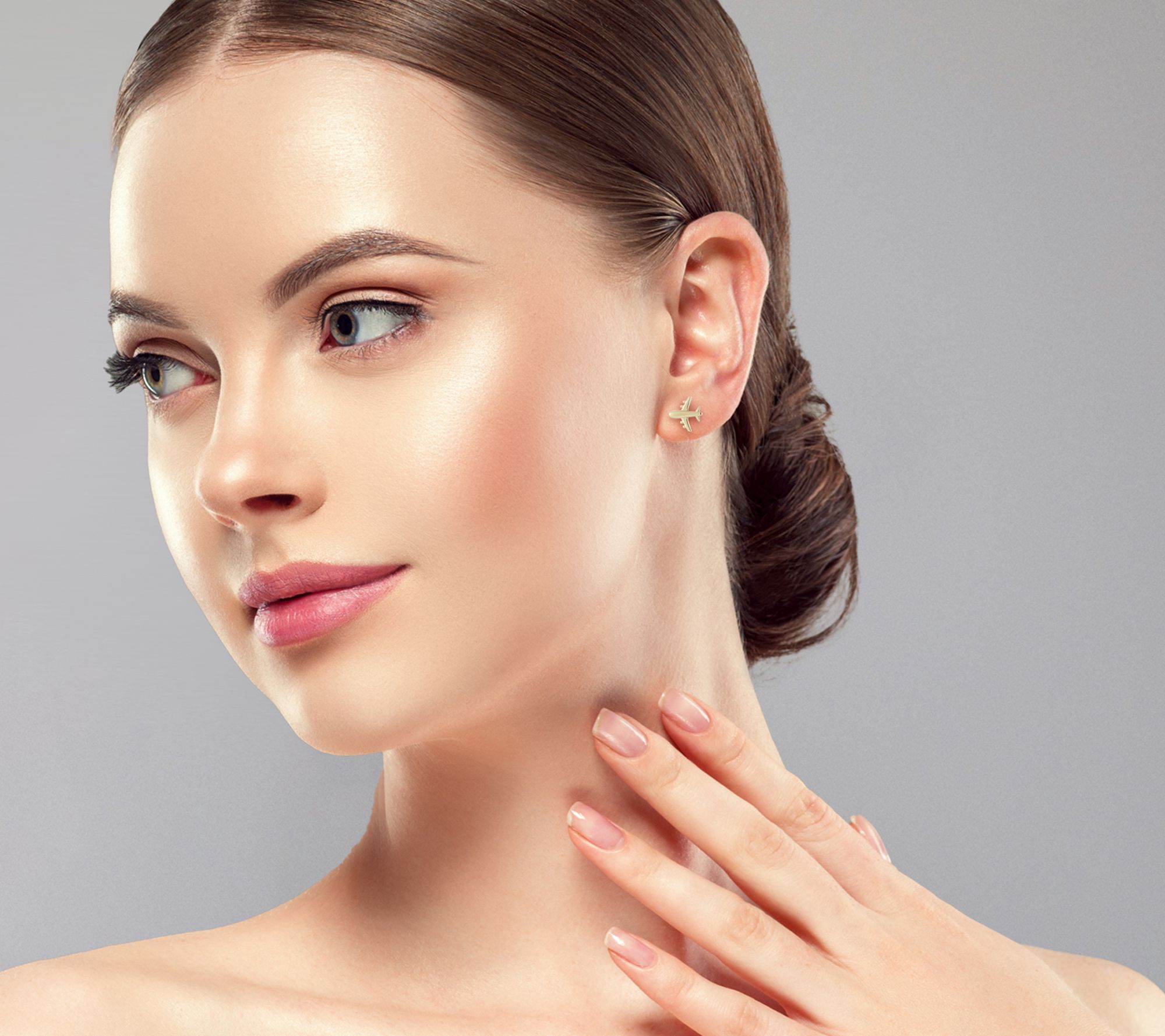 Luminosa Gold Airplane Stud Earrings, 14K