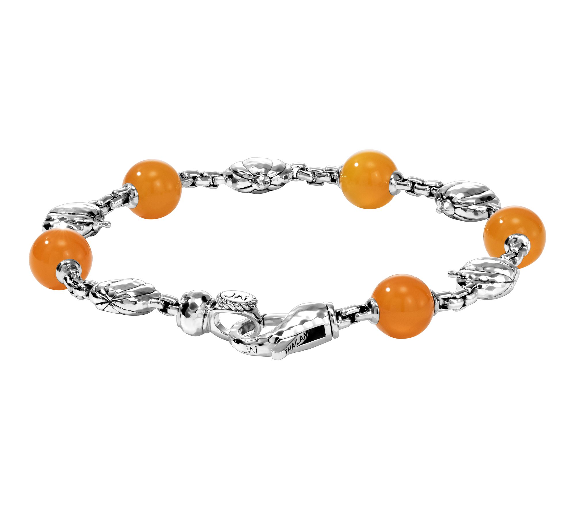 JAI Sterling Holiday Symbol Gemstone Bead Box Chain Bracelet