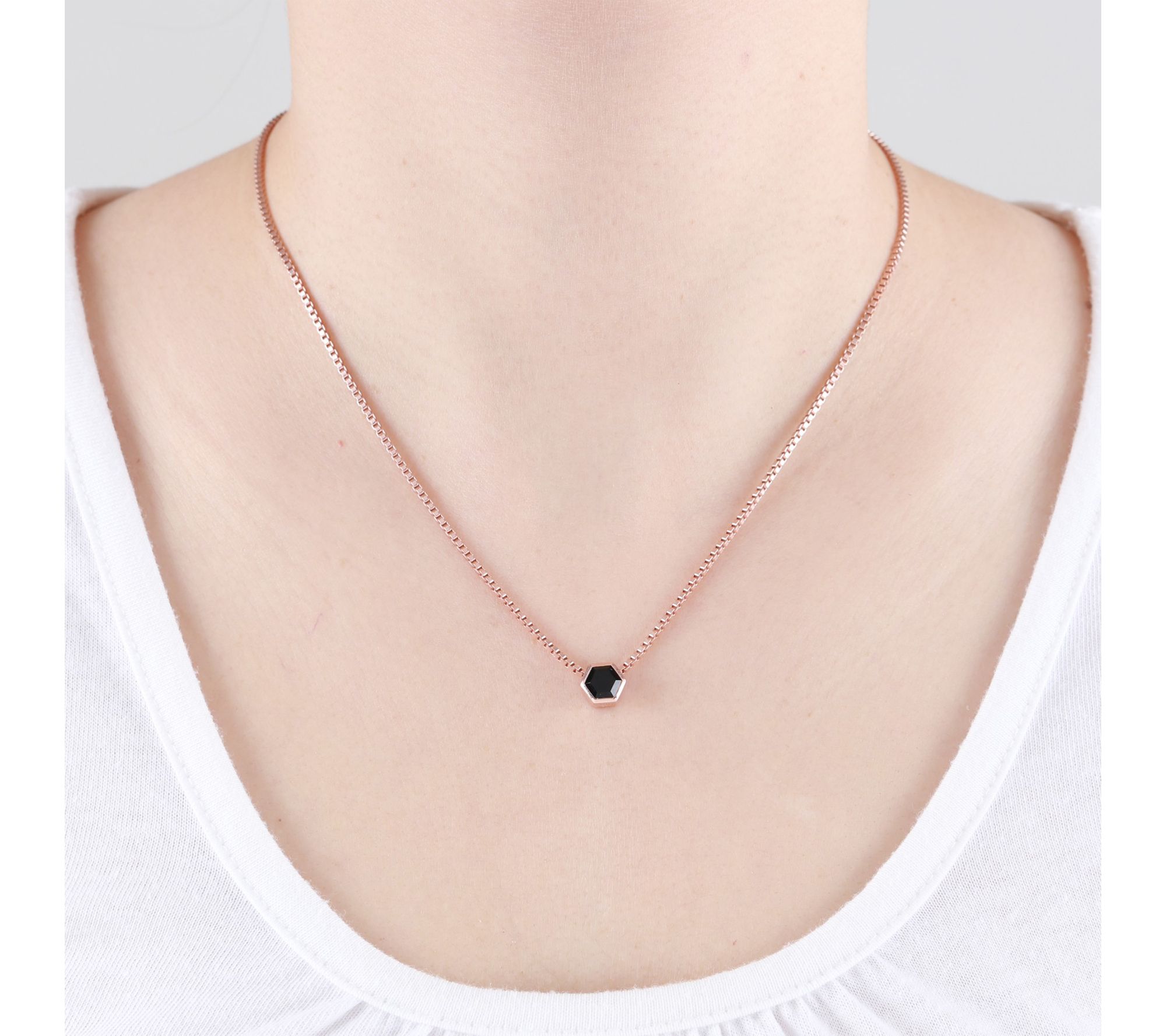 Goddaughters 14K Rose Gold Clad Hexagon Onyx Necklace