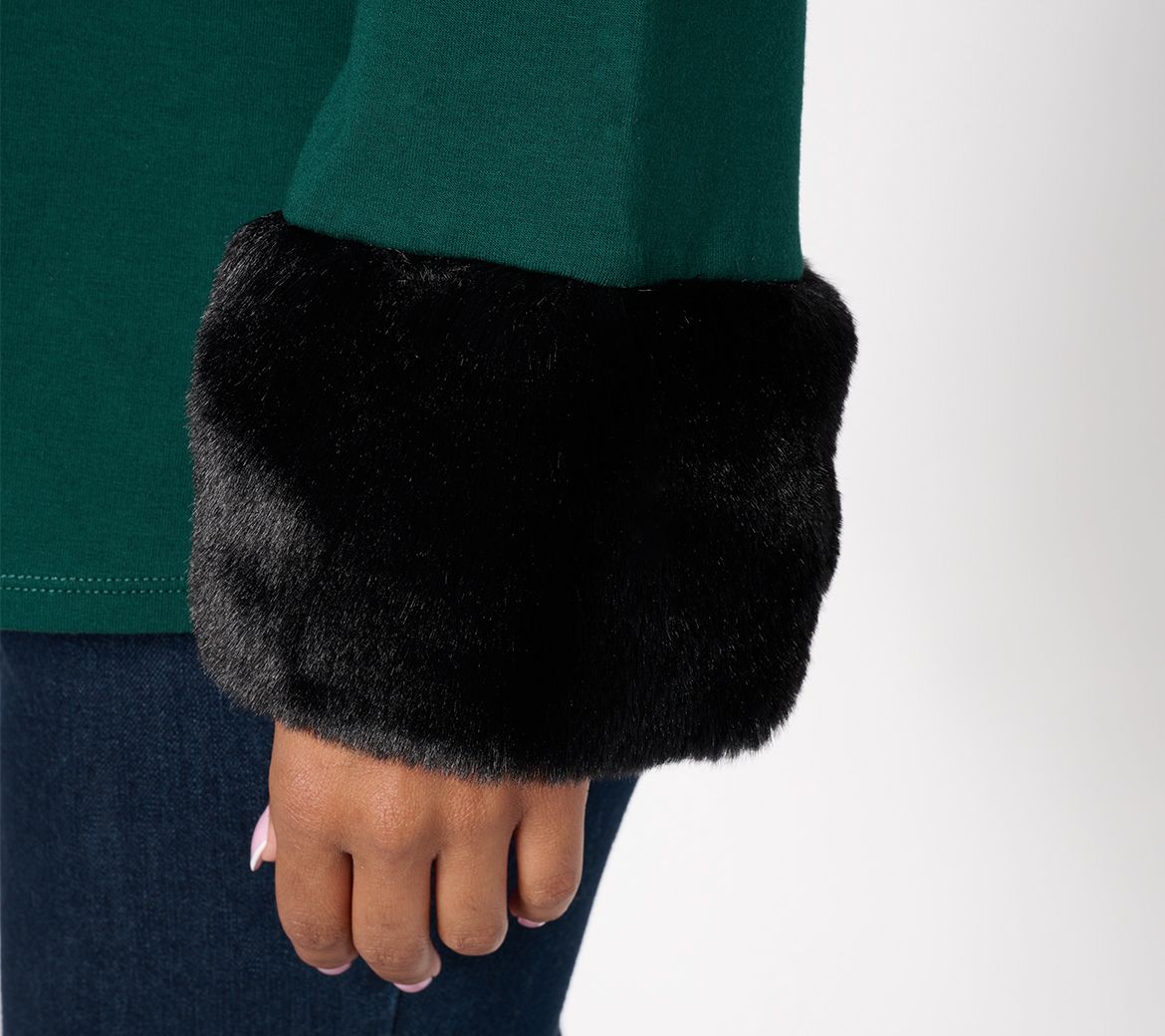 Jingle Belles by Kim Gravel Aspen Faux Fur Cuffed Top