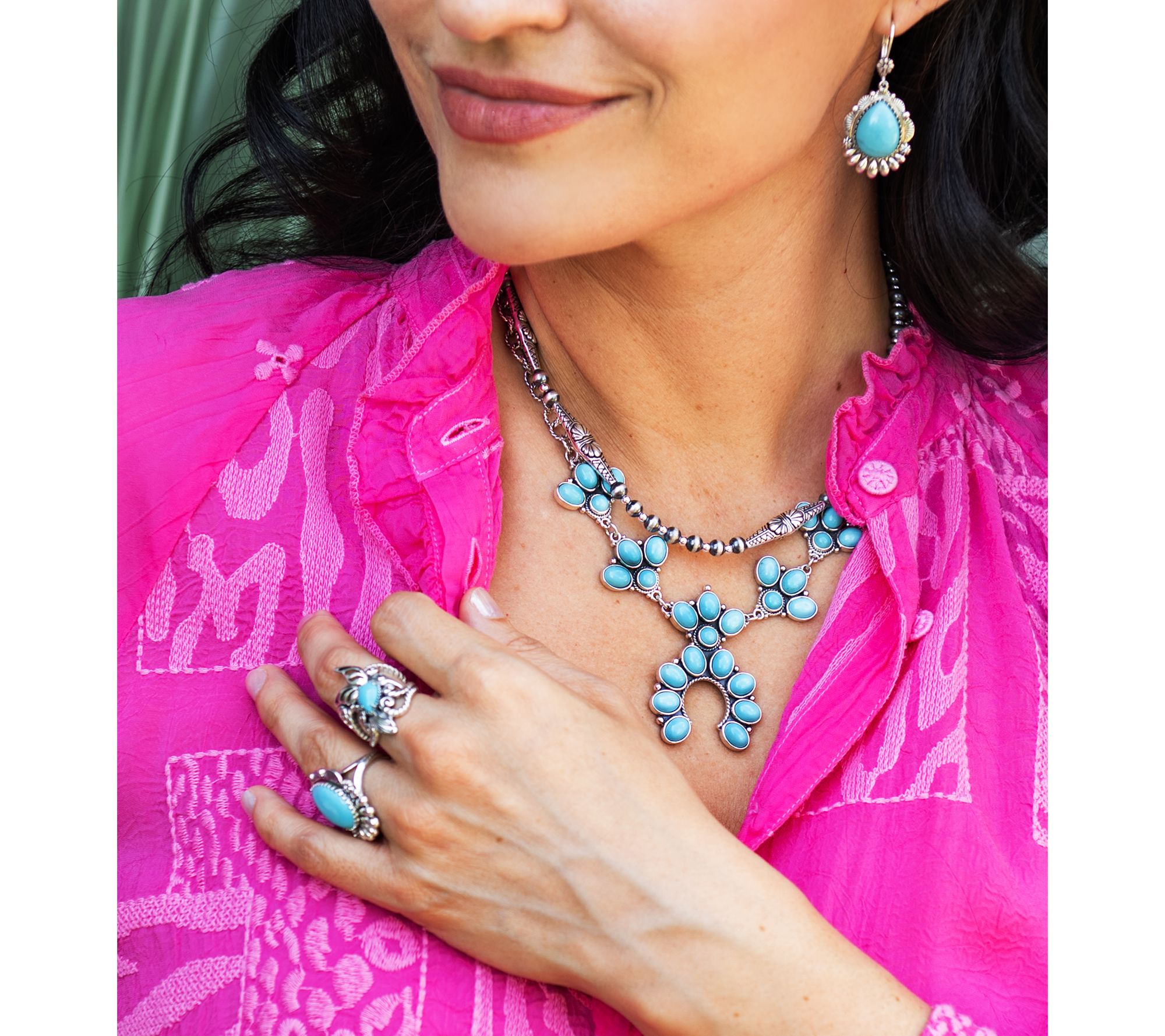 American West Sterling Silver Pear Kingman Turquoise Lever Back Earrings