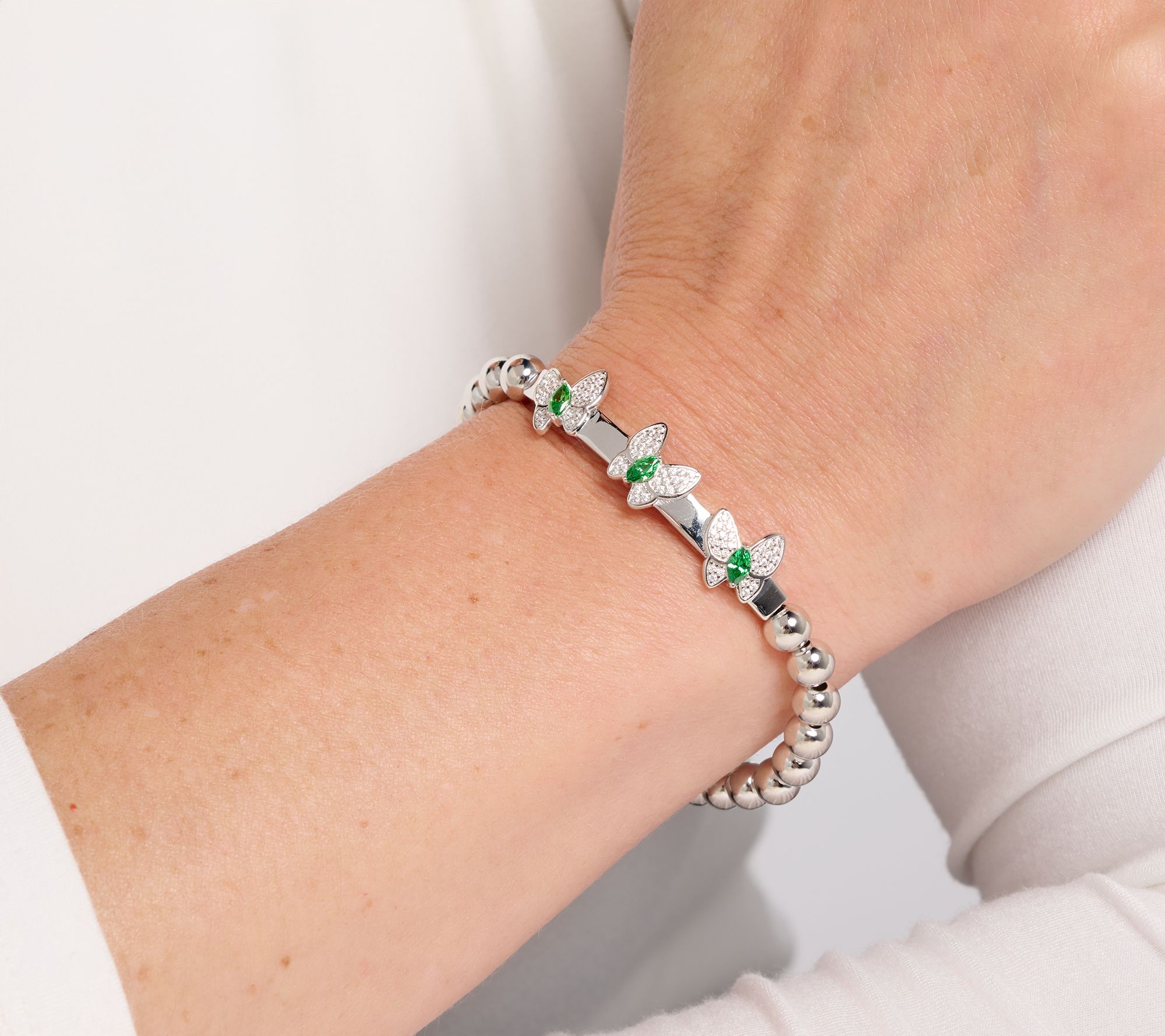 Diamonique x Kathy Levine Flutter By Stretch Bracelet, Sterl