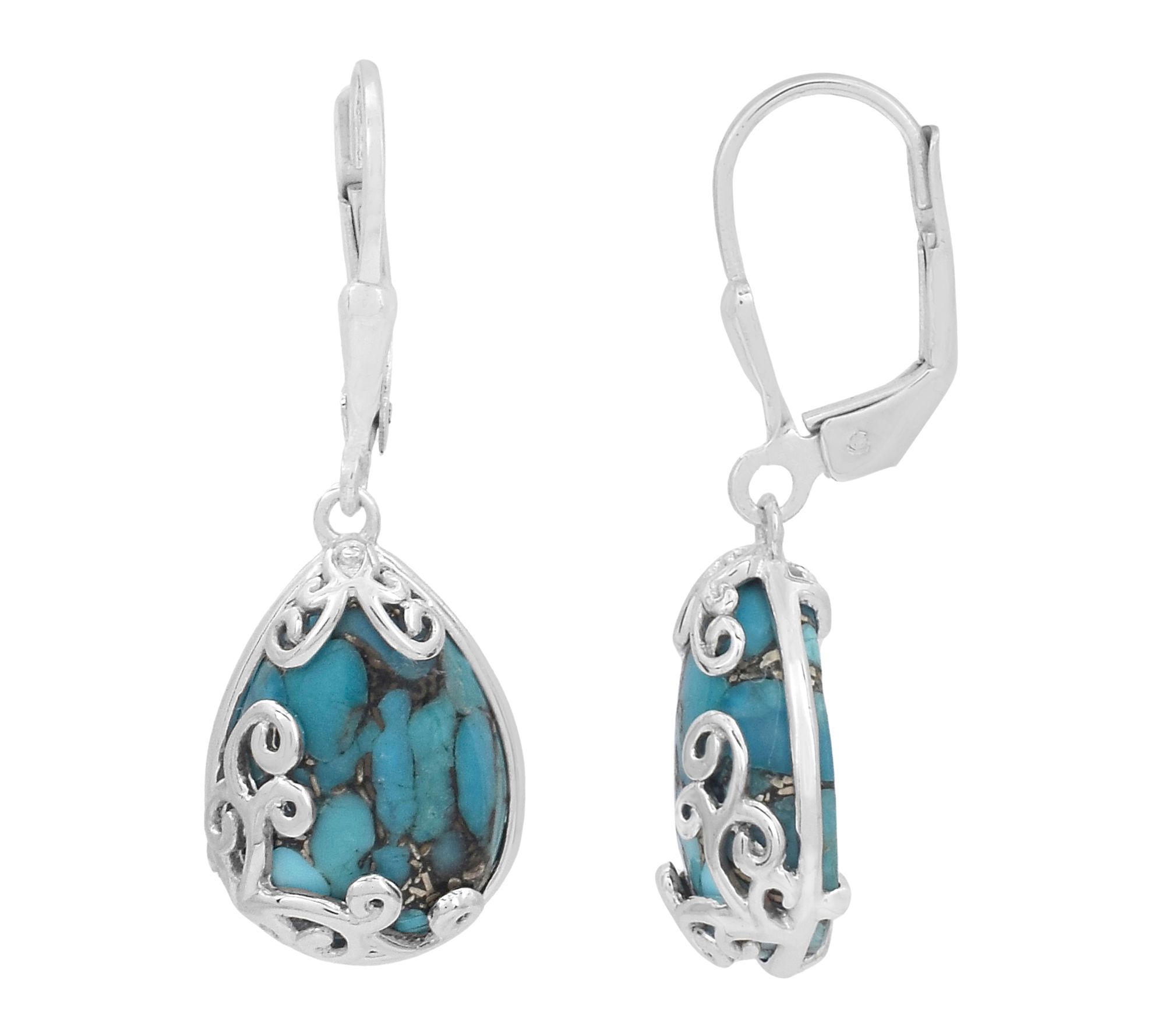 Artisan Crafted Sterling Silver Turquoise Dangle Earrings