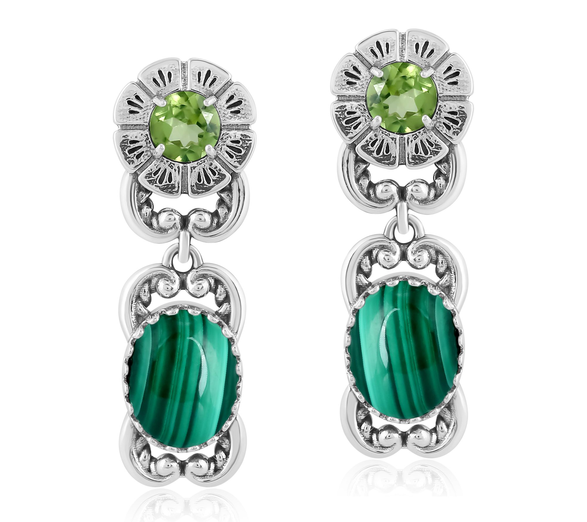 American West Sterling Gemstone Desert Bloom Dangle Earrings