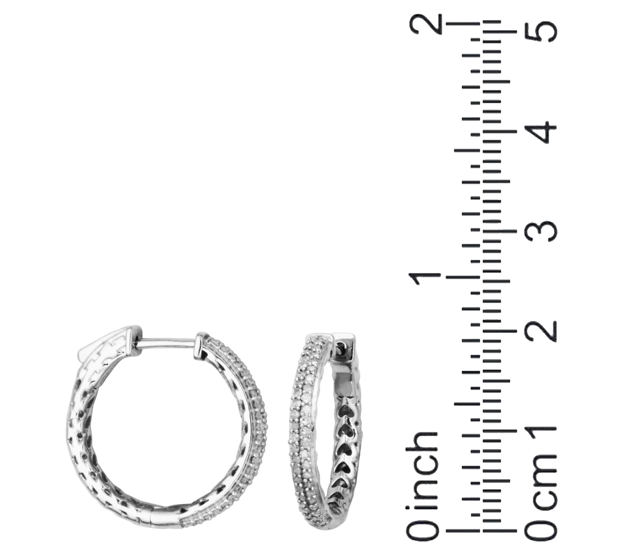 Sterling Silver Pave Diamond Hinged Hoop Earrings