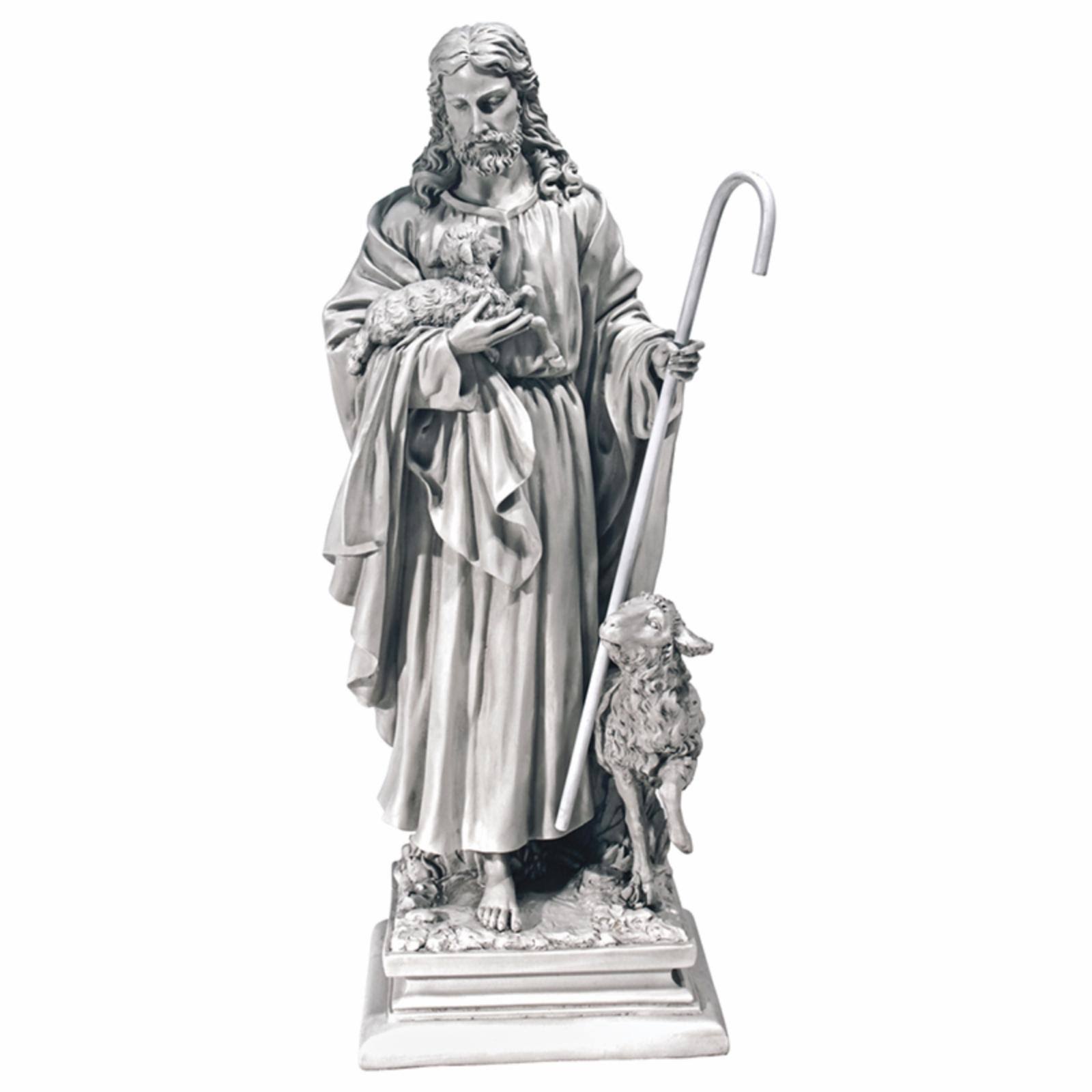 Design Toscano Jesus The Good Shepherd Garden Statue, Gray, Large