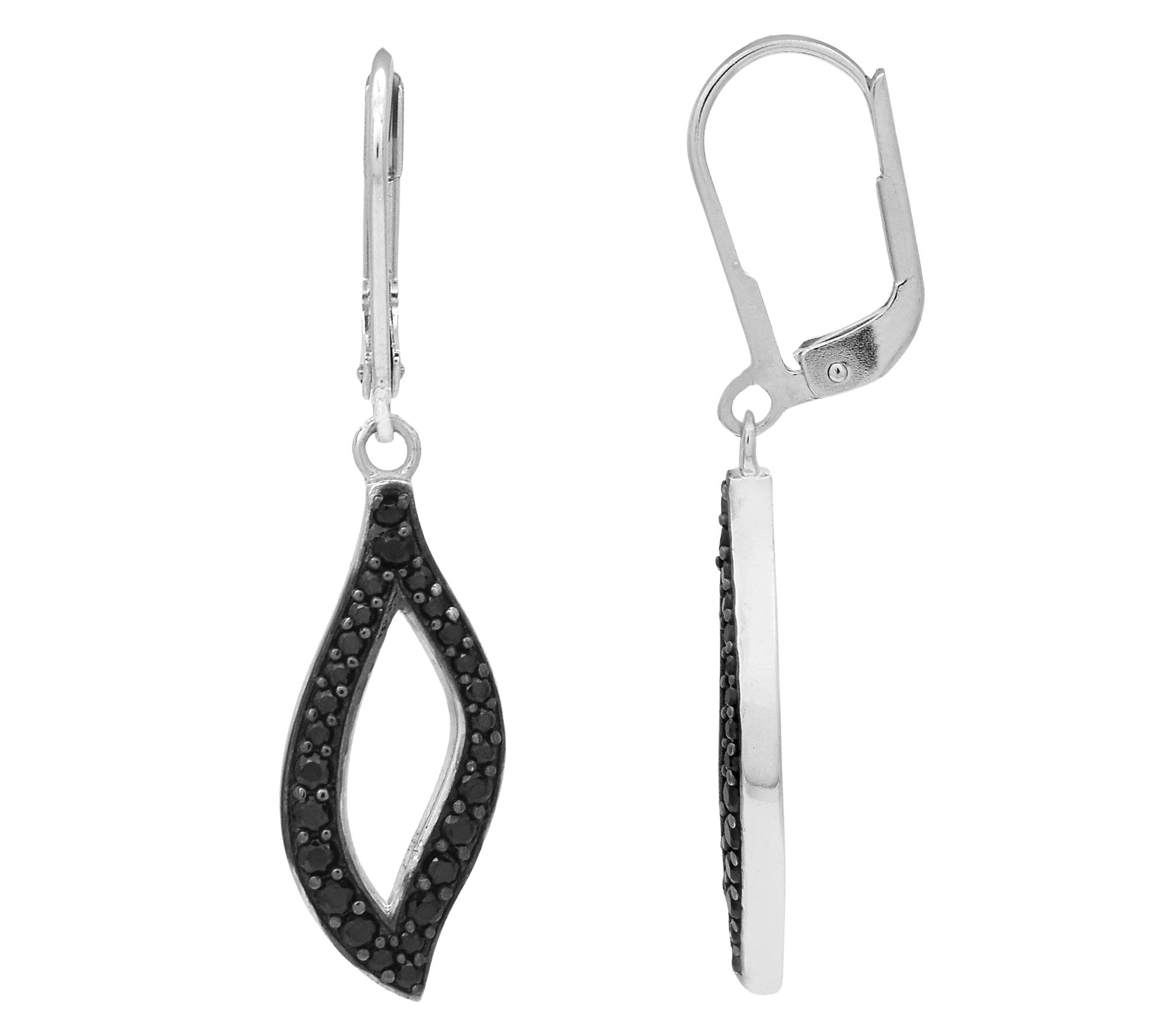 Affinity Gems Pave Black Spinel Dangle Earrings, Sterling