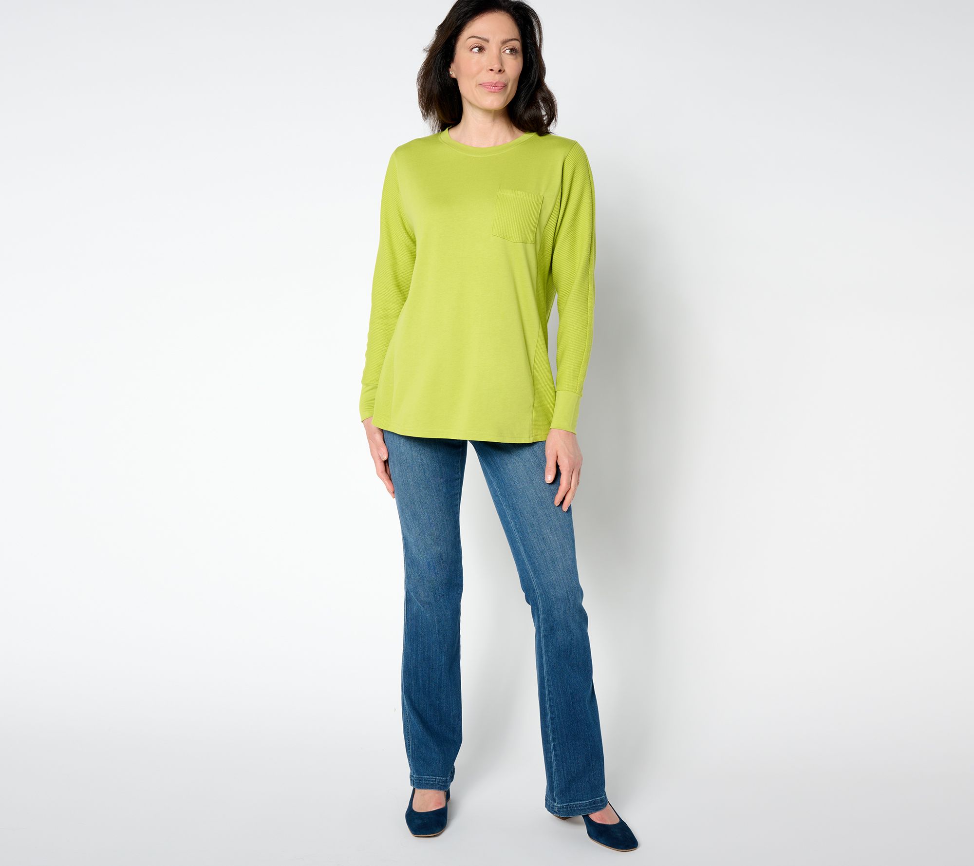 Belle by Kim Gravel Mixed Media Waffle & Jersey Slouchy Top