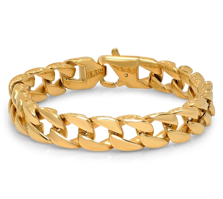 Steel By Design Men's 18K Plated Curb Link Bracelet