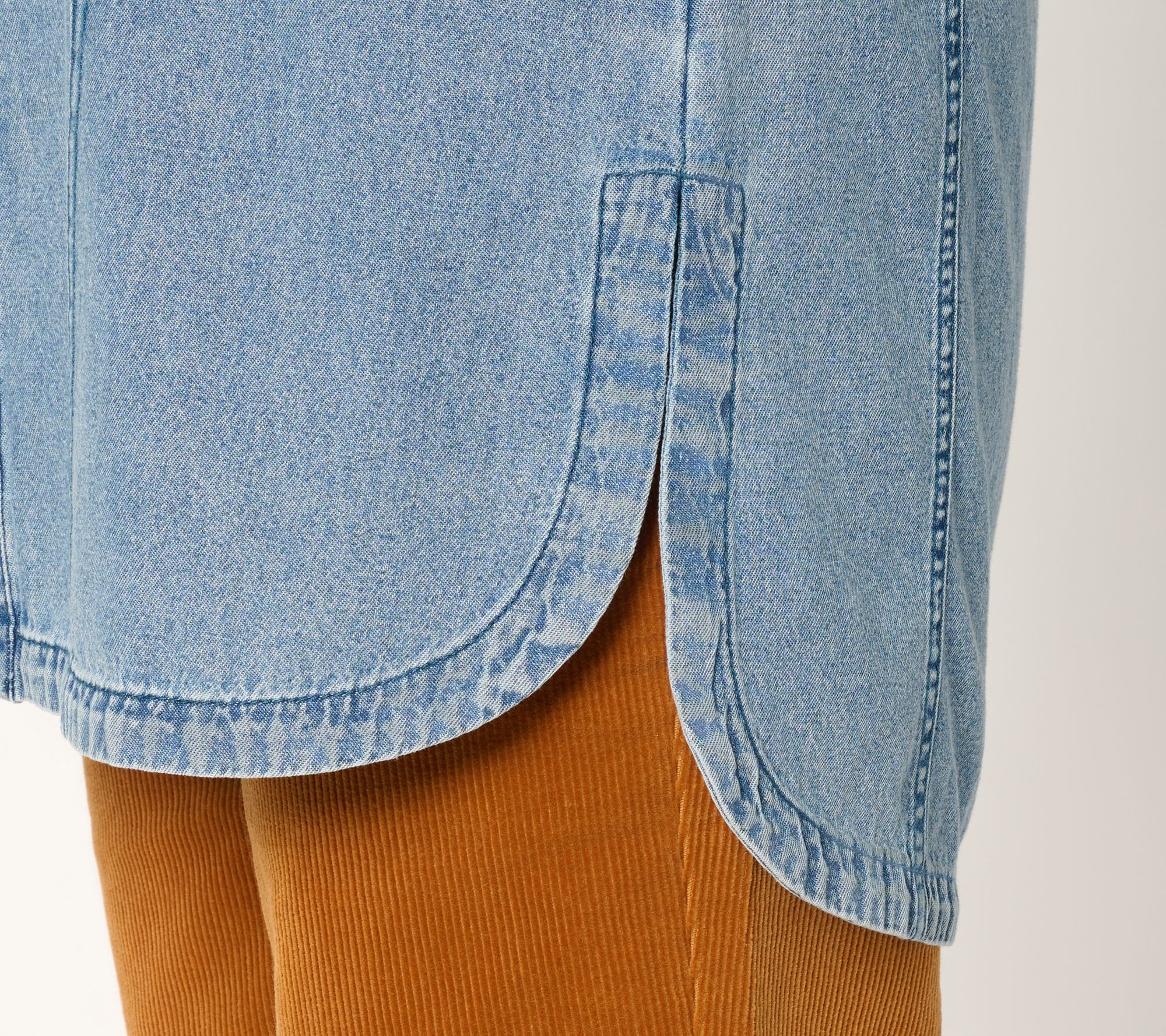 Joan Rivers Regular Vintage Wash Classic Cotton Denim Shirt