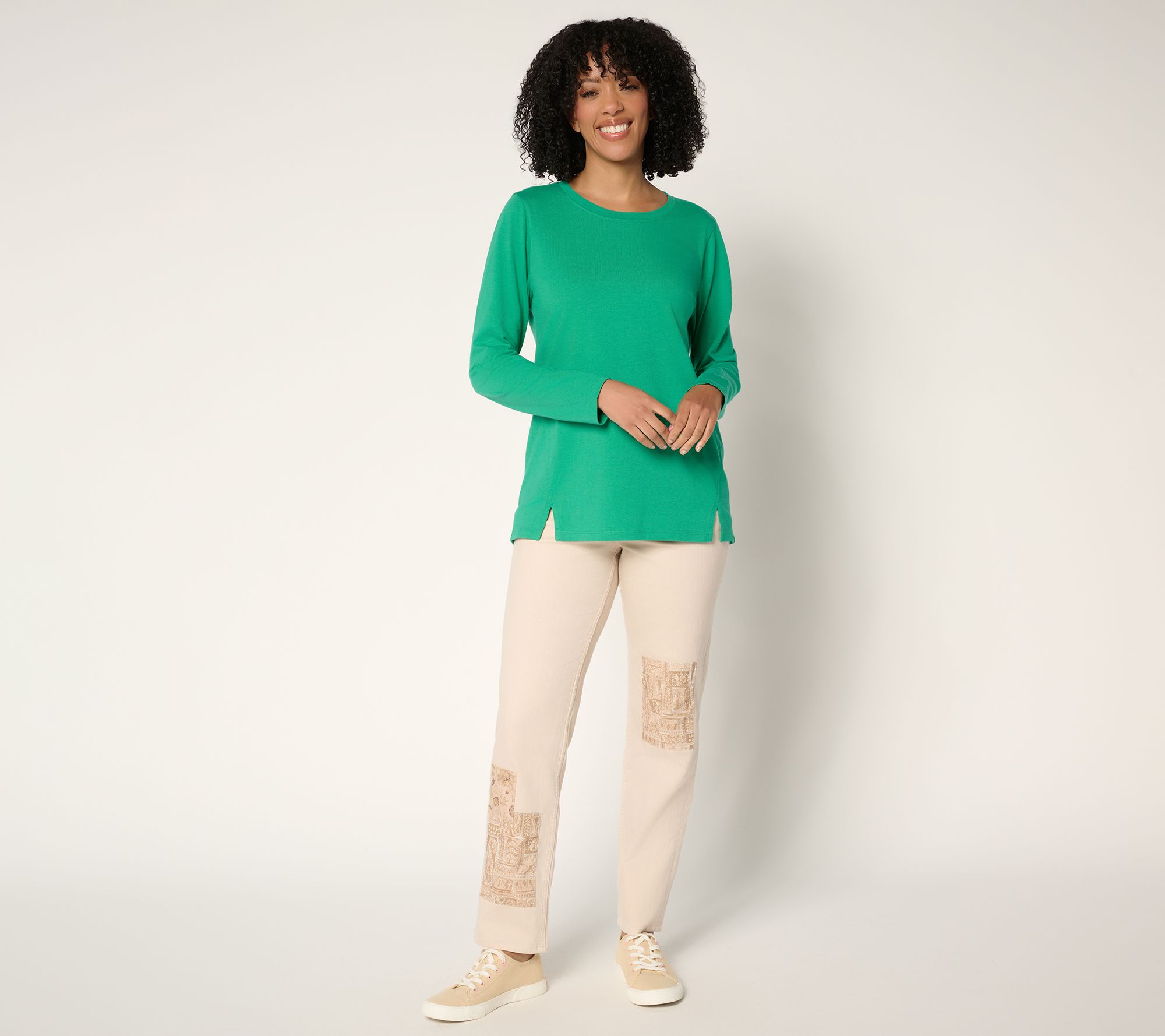 LOGO by Lori Goldstein Long Sleeve Everyday Tee with Slits