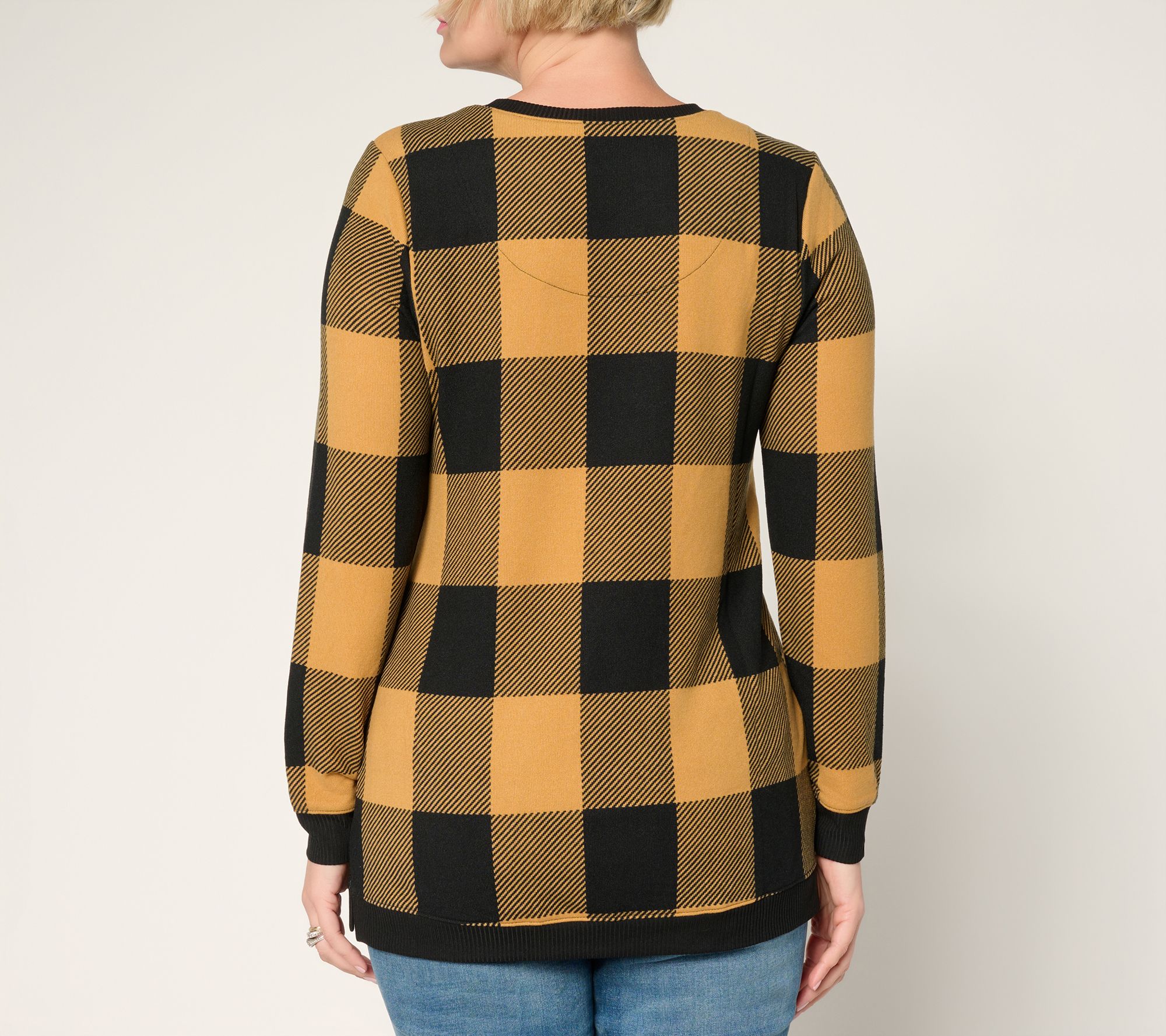 Denim & Co. Regular Buffalo Plaid Heavenly Jersey Tunic