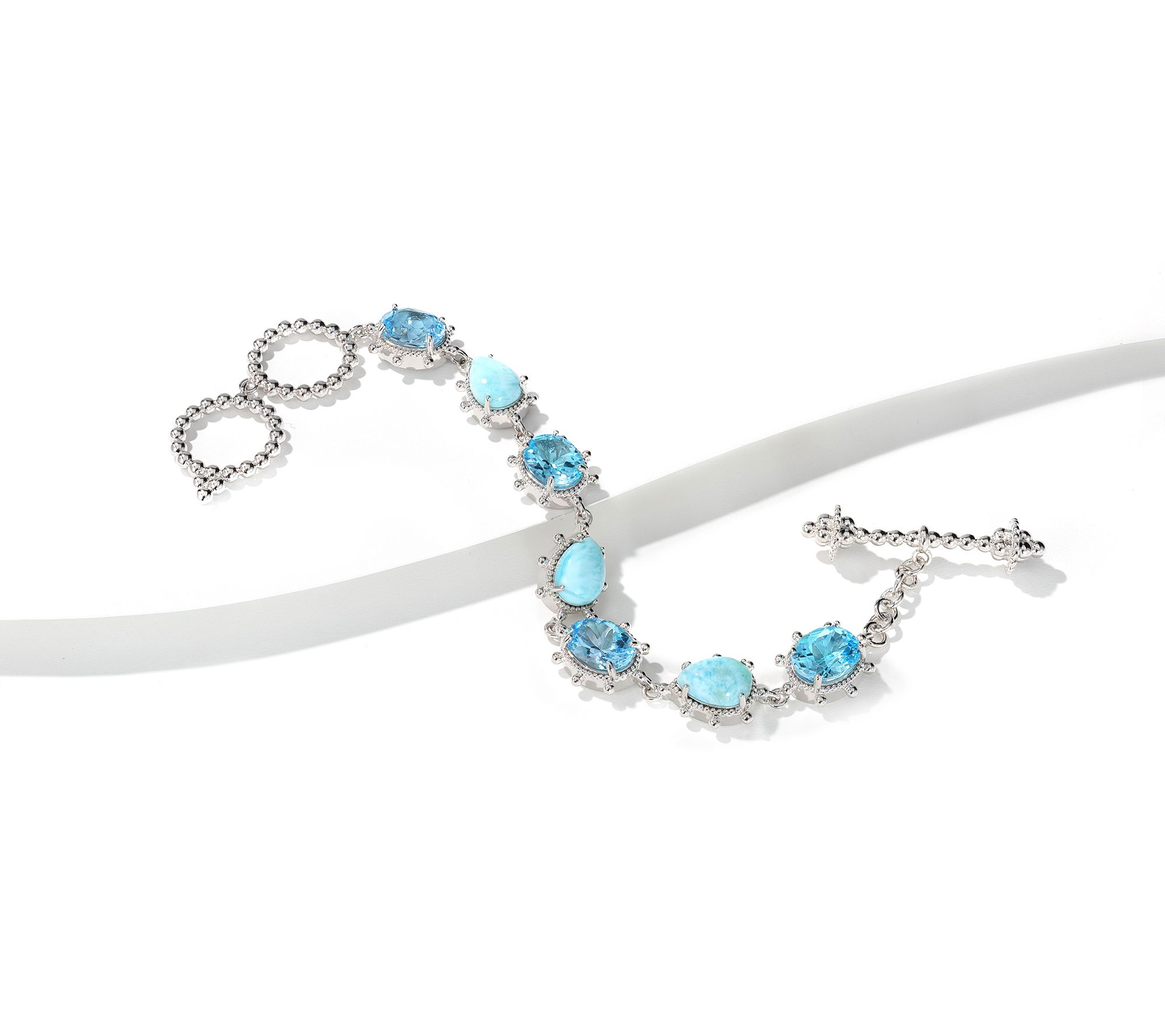 Dallas Prince Larimar Gemstone Toggle Bracelet, Sterling Silver