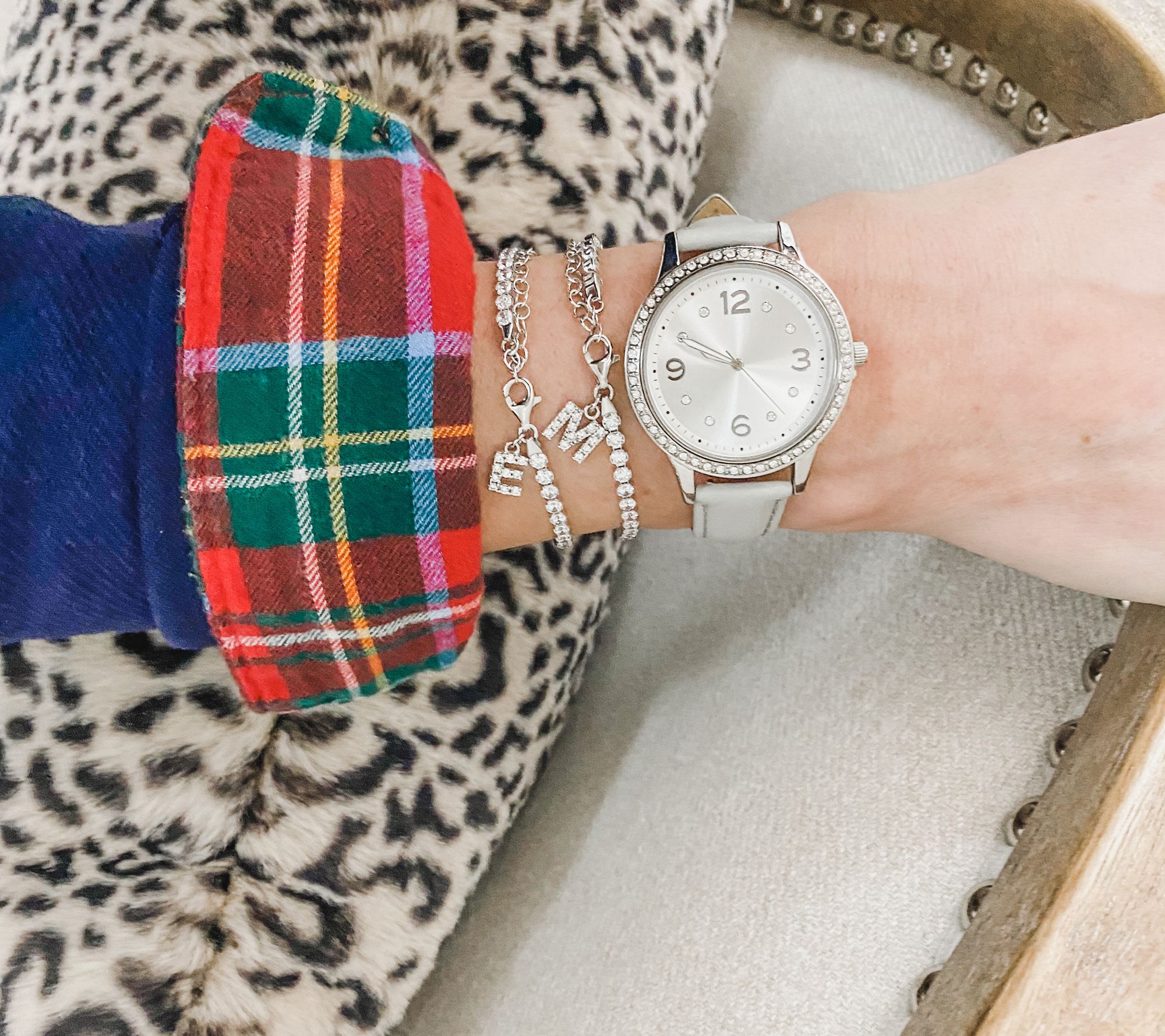 Diamonique Tennis Bracelet with Initial, Sterling Silver