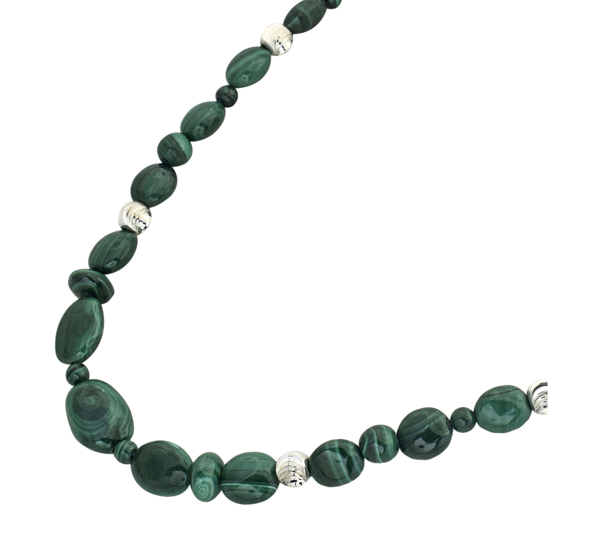 Affinity Gems Malachite Beaded Necklace, Sterling