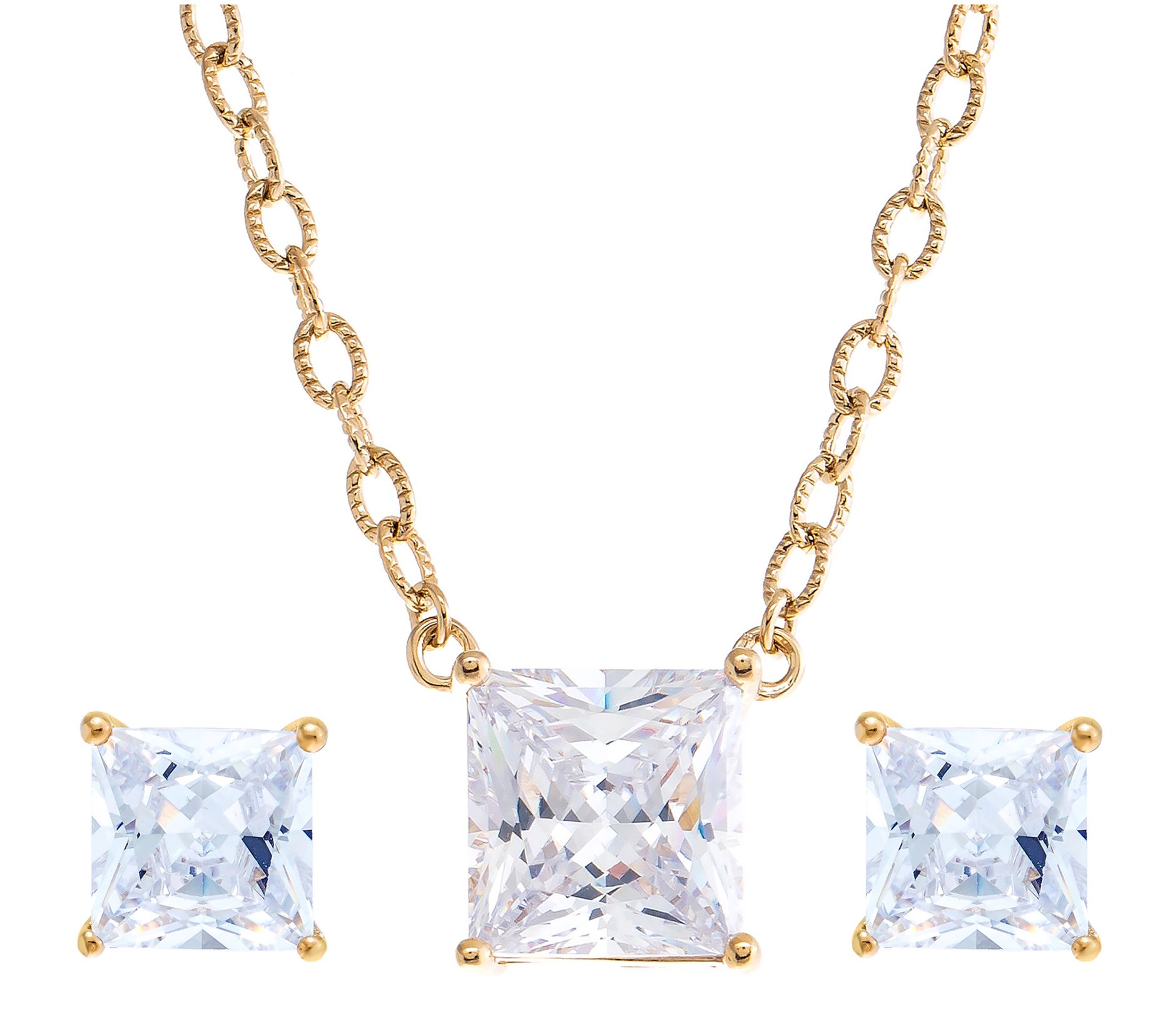 Diamonique 8.85 cttw Necklace & Stud Earring Set, Sterling