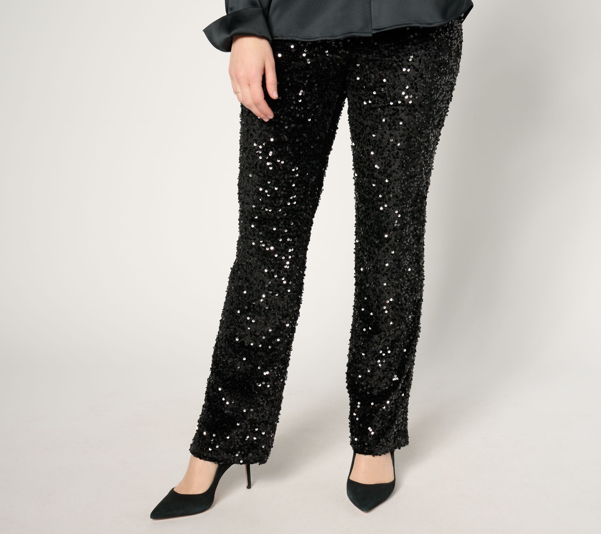 Jingle Belles by Kim Gravel Regular Sequin Paillette Velvet Pant