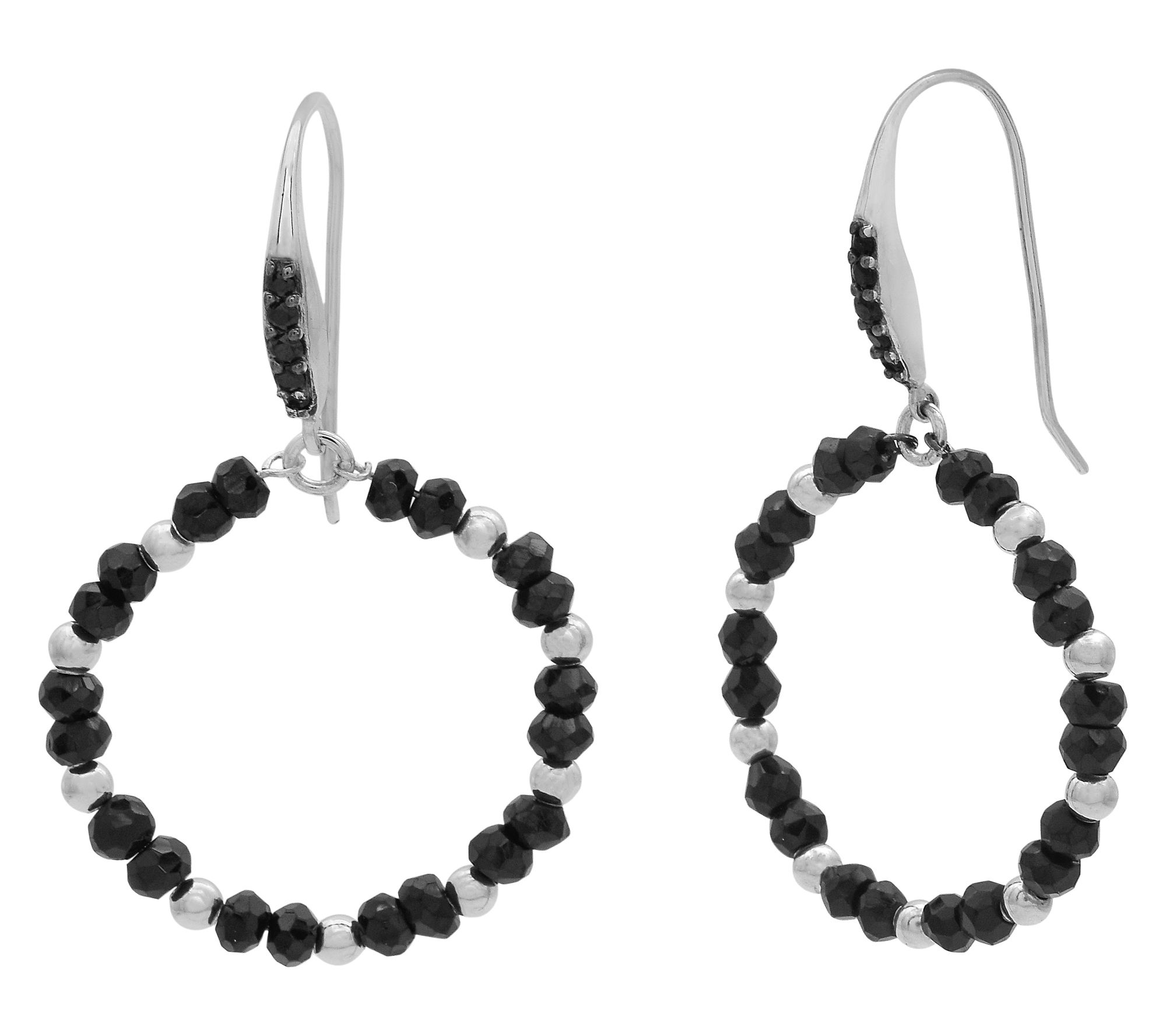 Affinity Gems Black Spinel Circle Earrings, Sterling