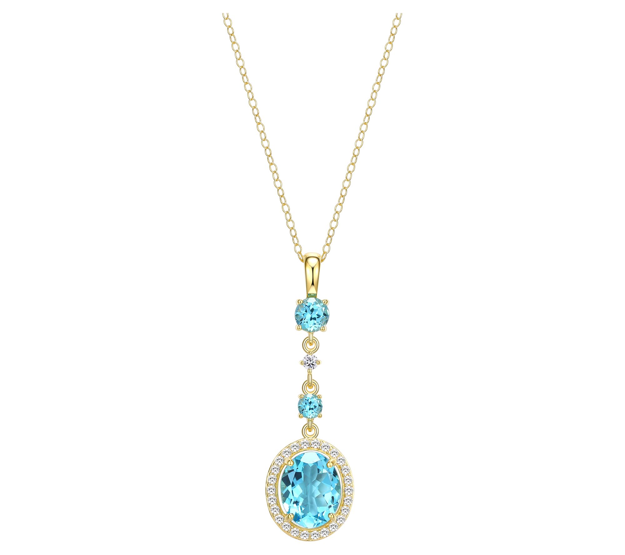 Affinity Gems Topaz & Created Sapphire Necklace, 18K Plated