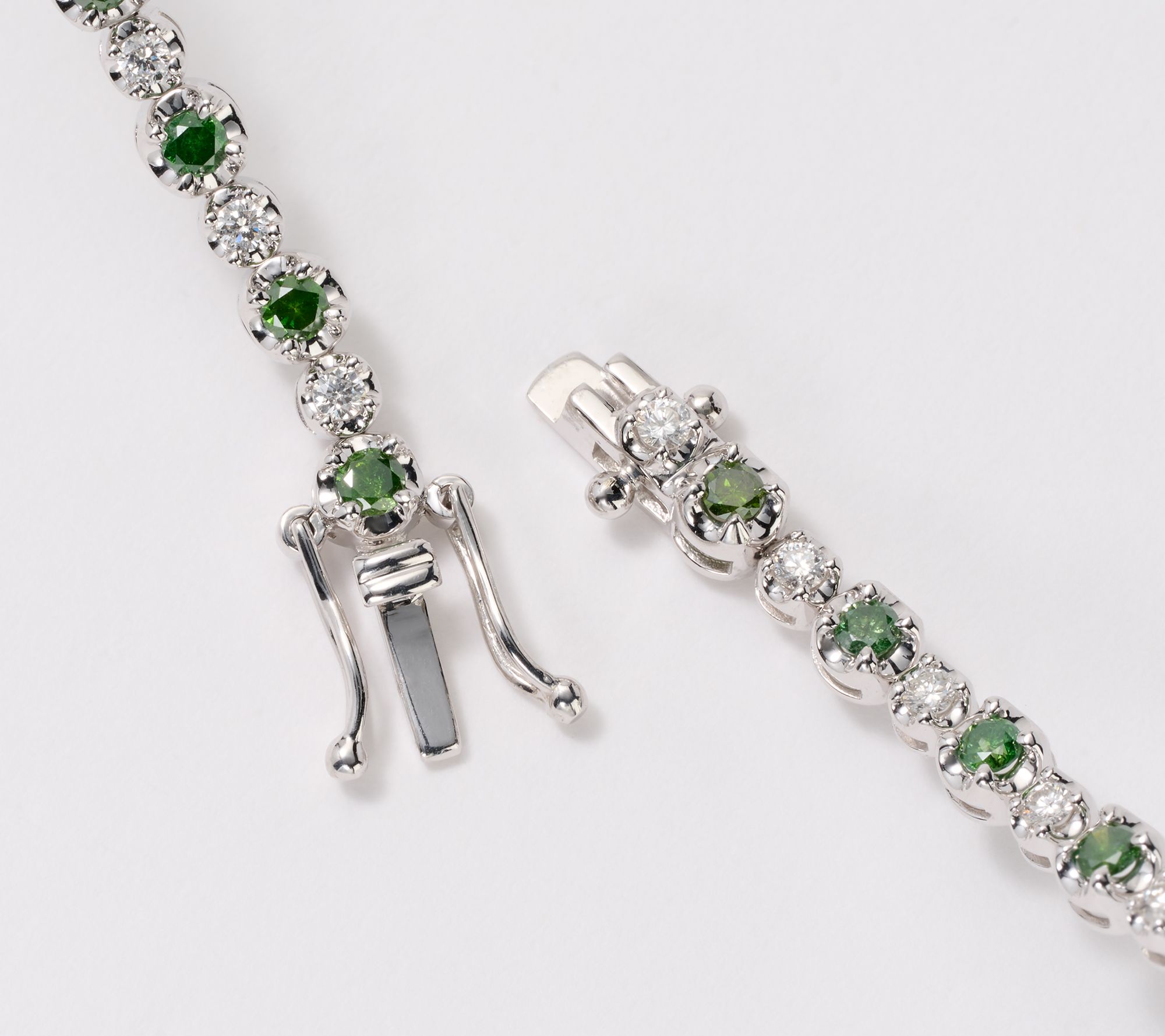 Affinity Diamonds Green & White Tennis Bracelet 2cttw, 14K Gold