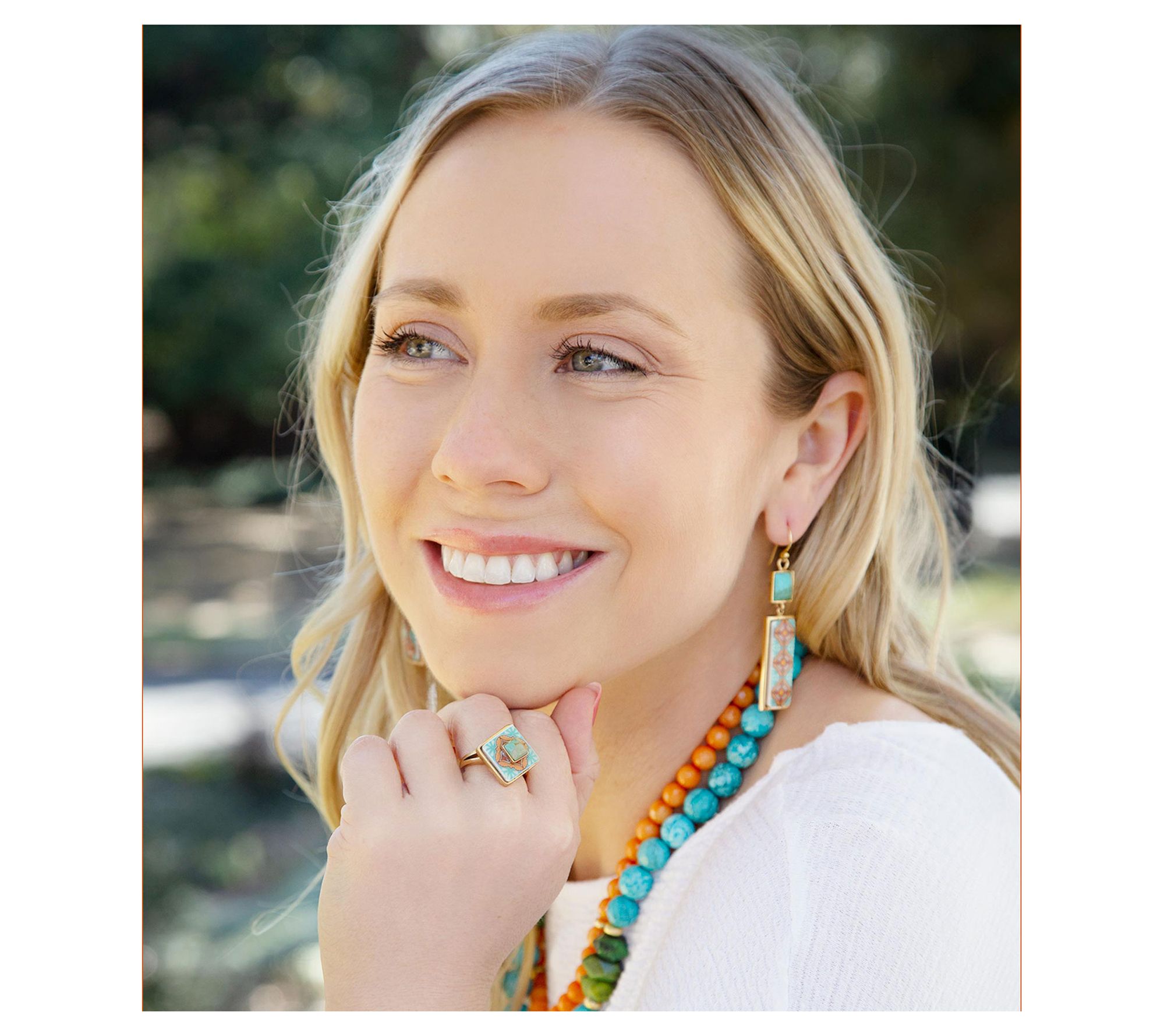 Barse Artisan Crafted Blue Turquoise Tile Dangle Earrings