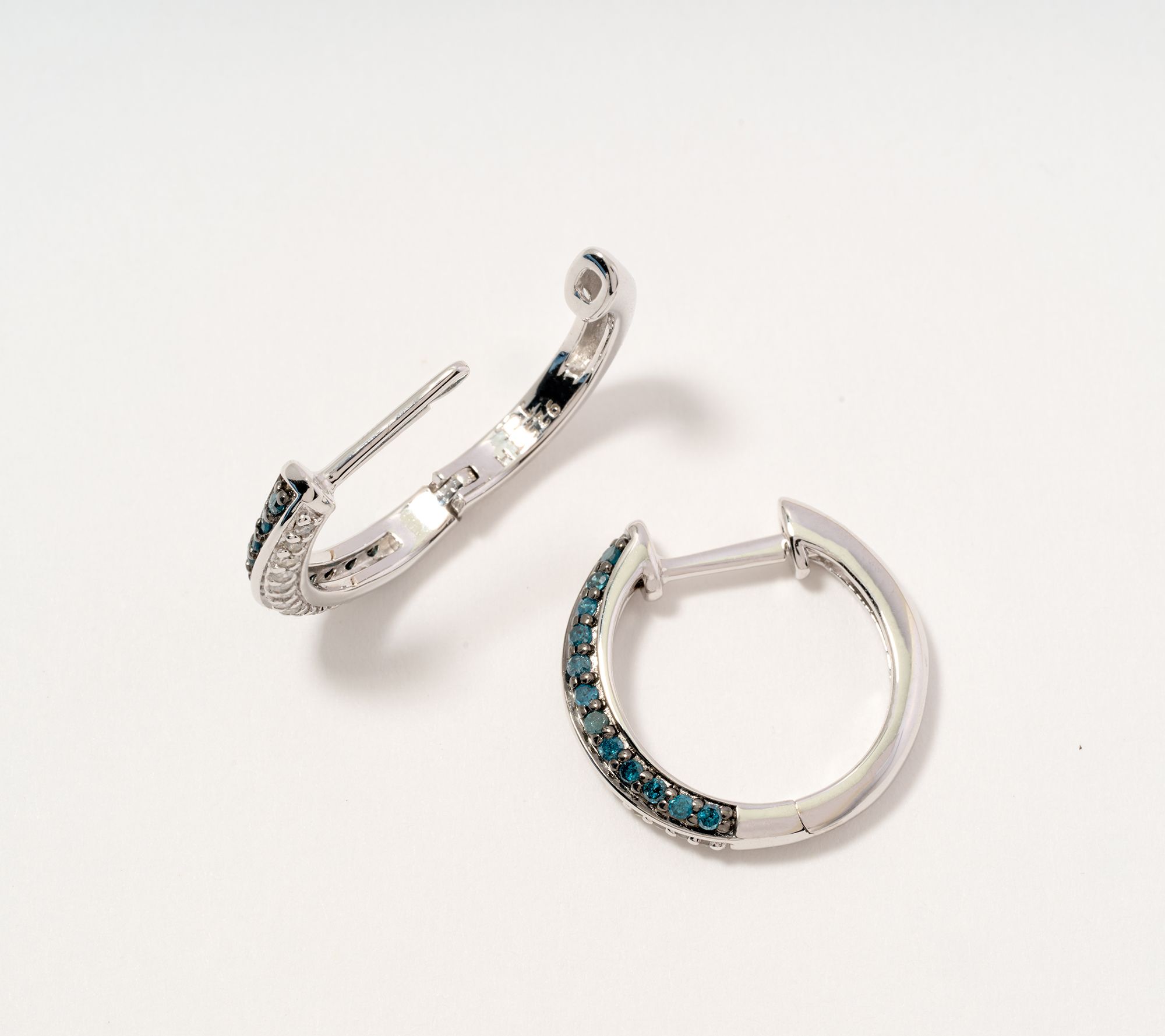 Affinity Diamonds Half & Half Huggie Hoop Earrings, Sterling Silver