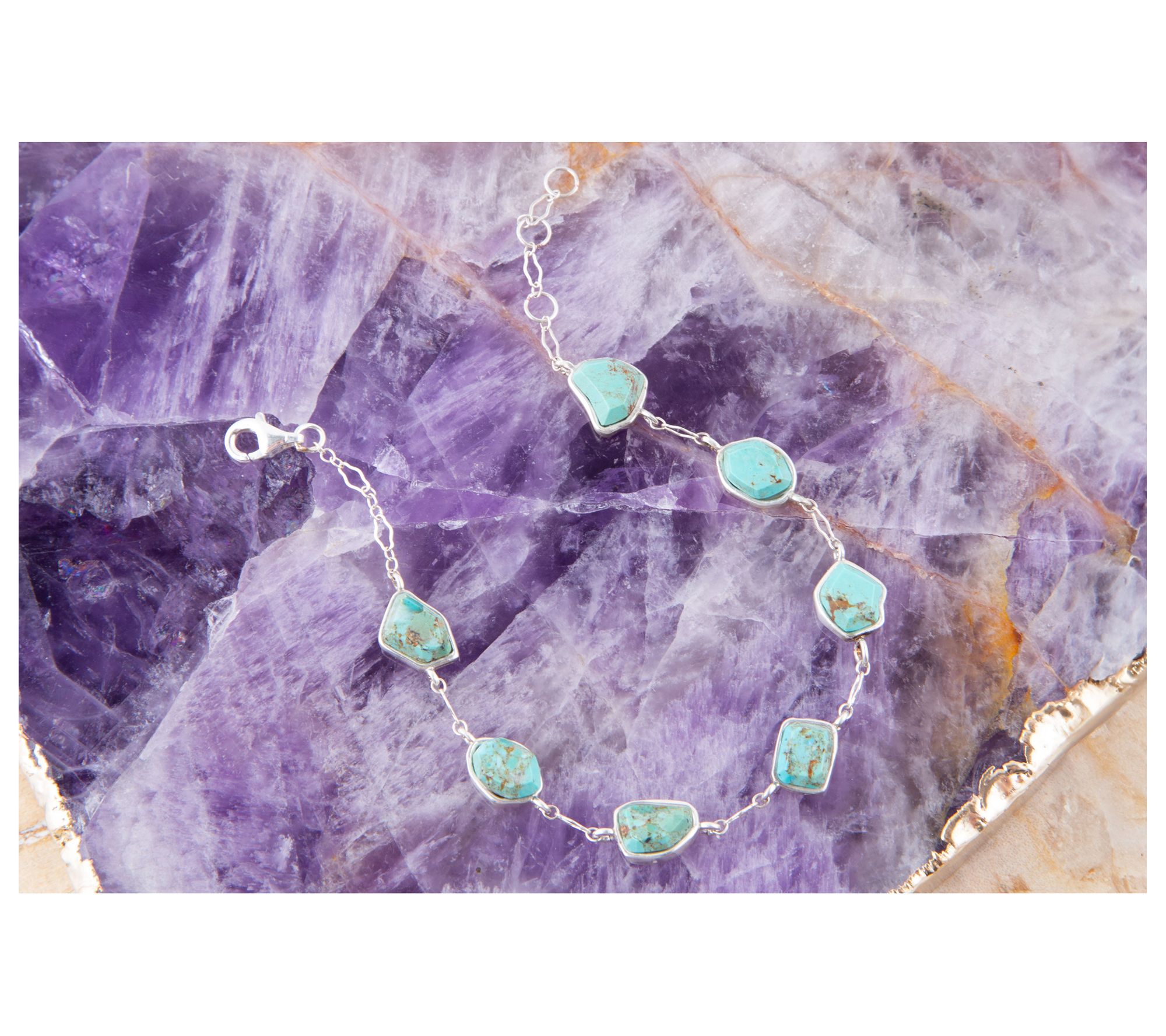 Barse Artisan Crafted Composite Turquoise Station Bracelet, SS