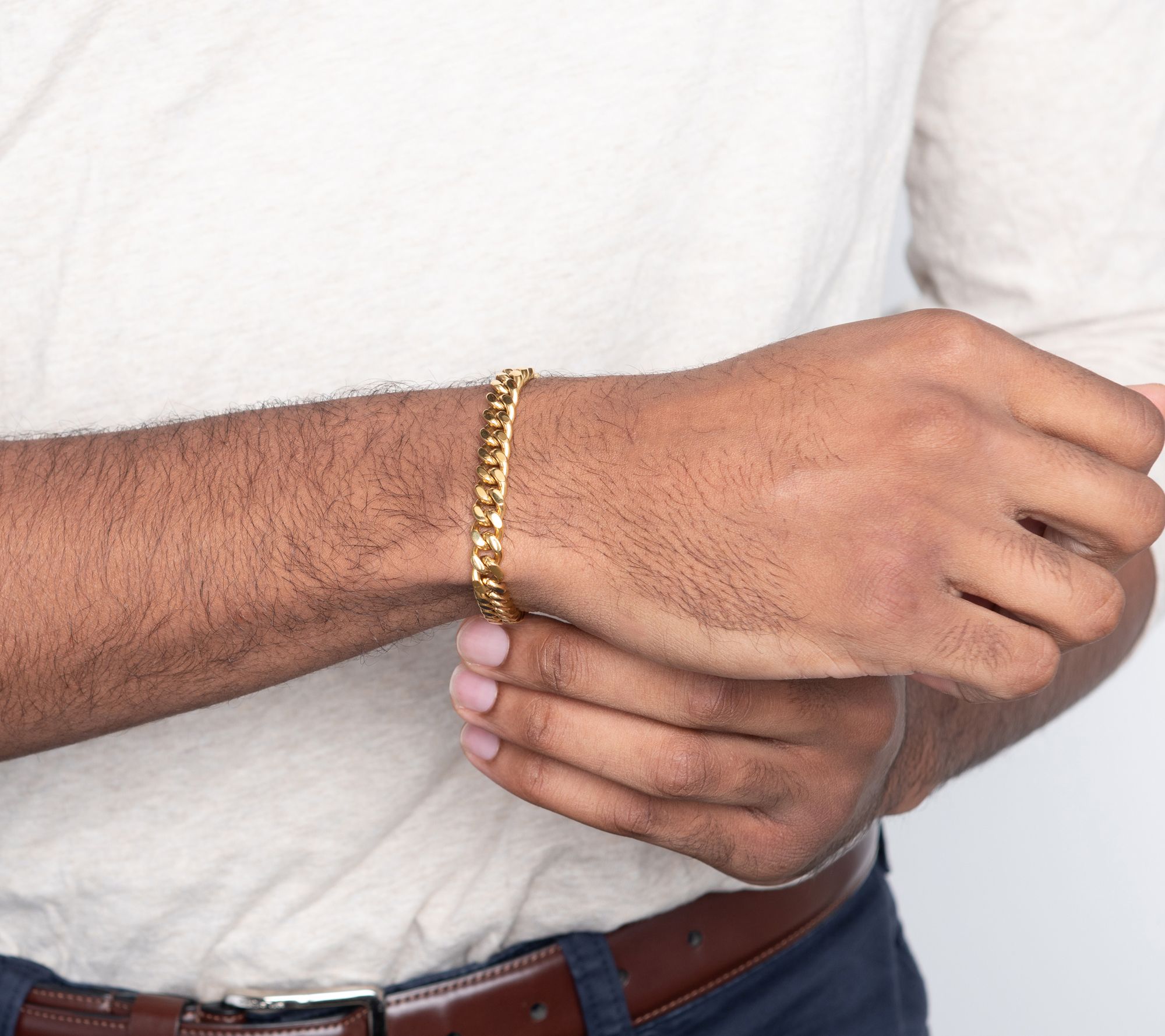 Verve Men's Goldtone Stainless Steel Bold Cur bLink Bracelet