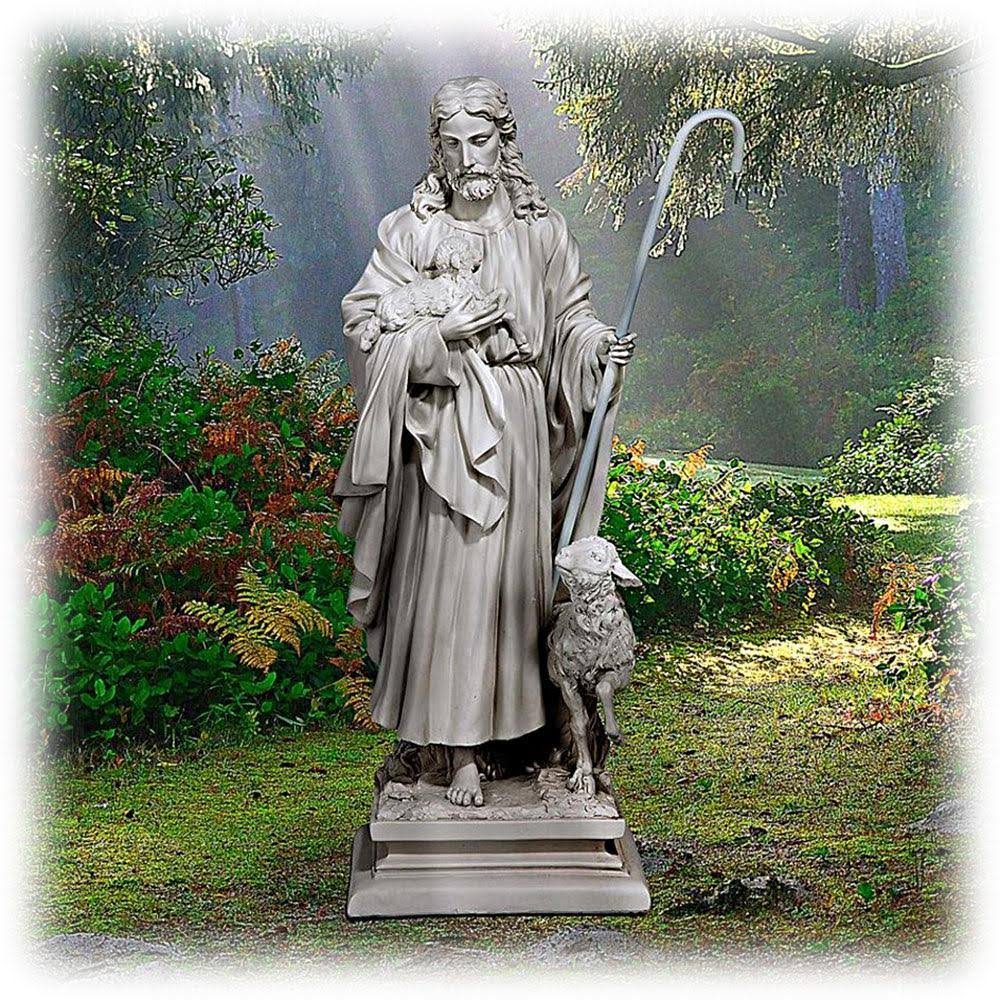 Design Toscano Jesus The Good Shepherd Garden Statue, Gray, Large