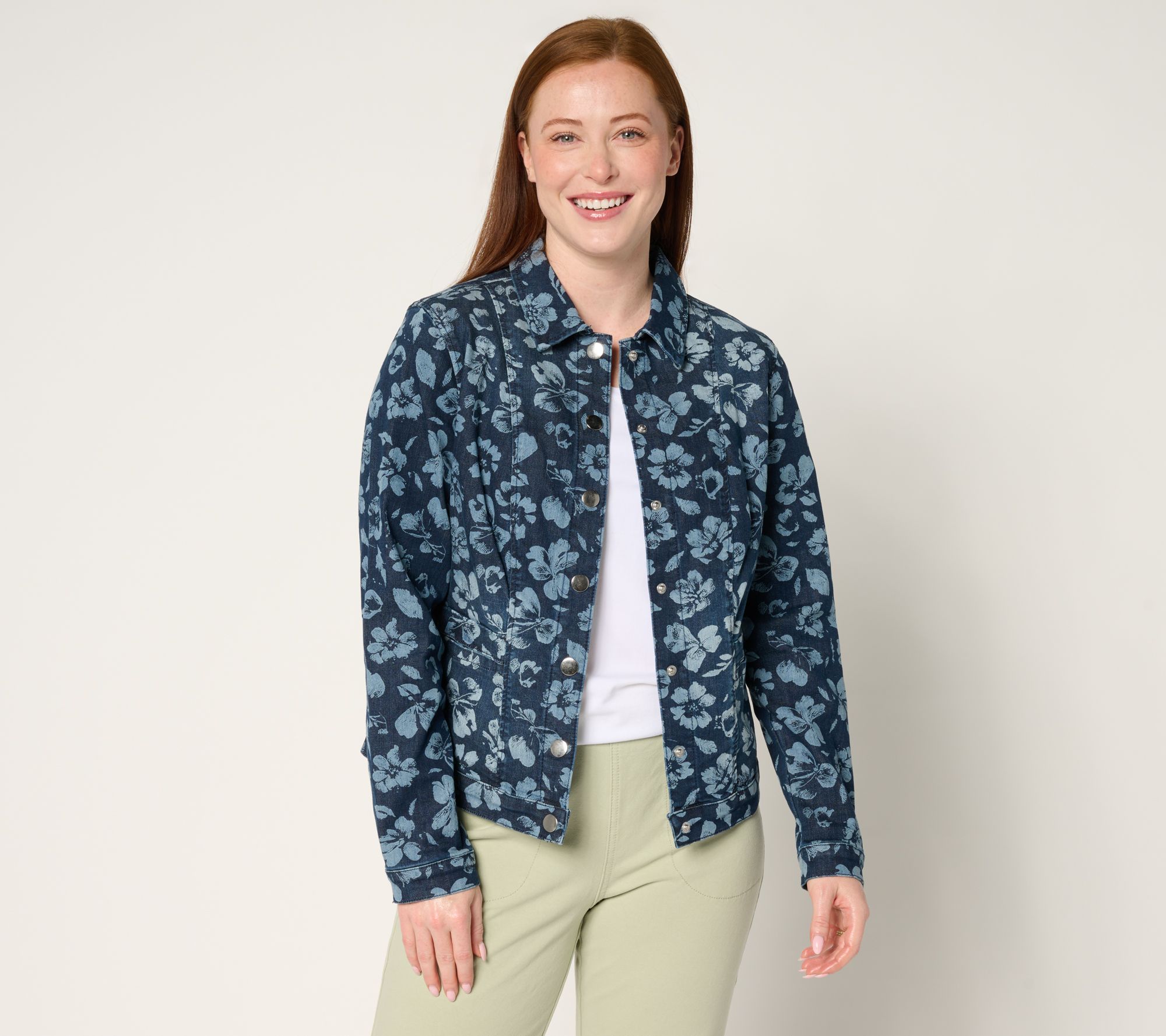 Quacker Factory Floralicious Snap Front Jacket